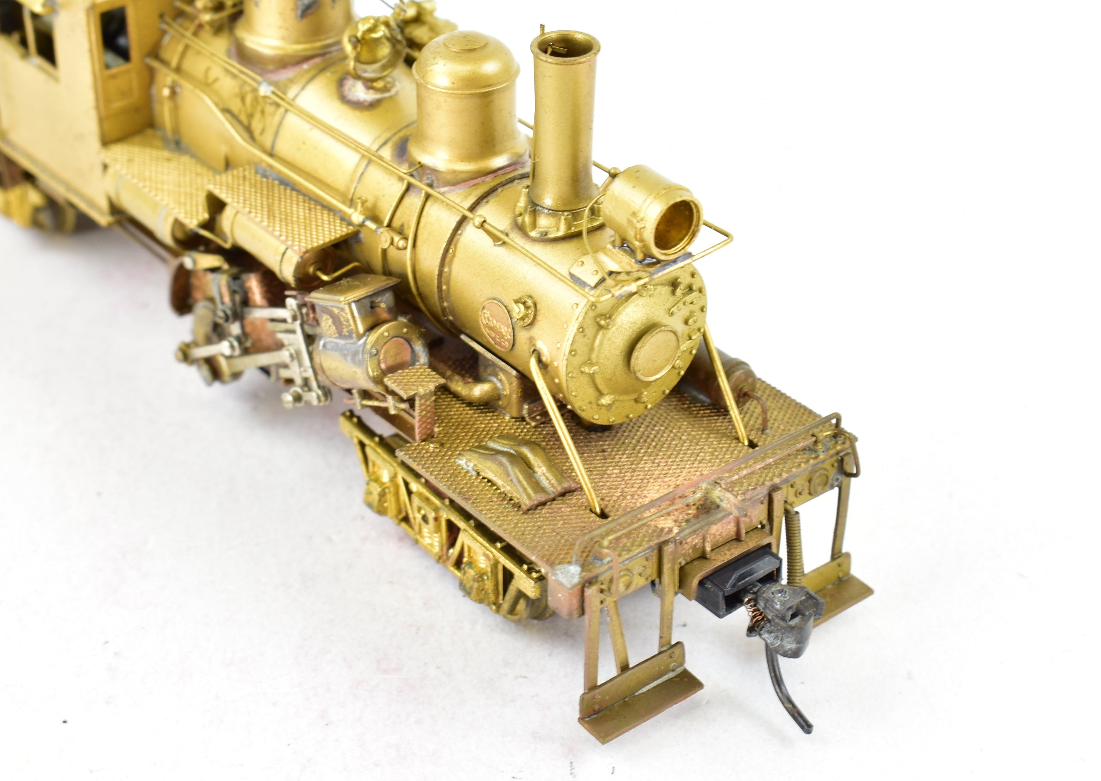 HO Scale Brass PFM - United Model of a 2 - Truck Logging Climax Geared Locomotive with an Additional Non - Geared Tender