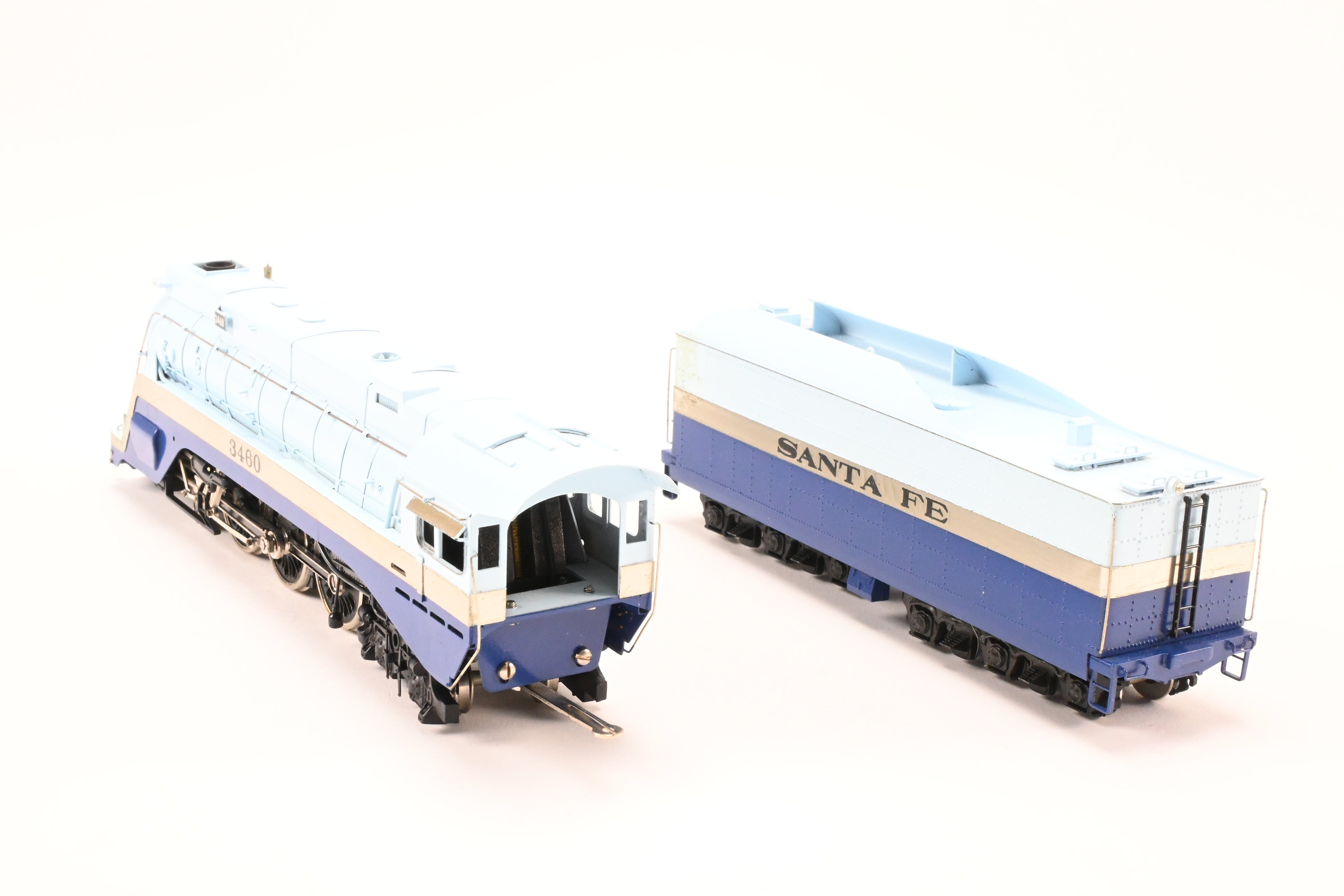 HO Scale Brass Model Train - Tenshodo ATSF Santa Fe 4-6-4 Steam Locomotive No. 3460 The Blue Goose Hudson - 1971 Run with Minor Foam Damage
