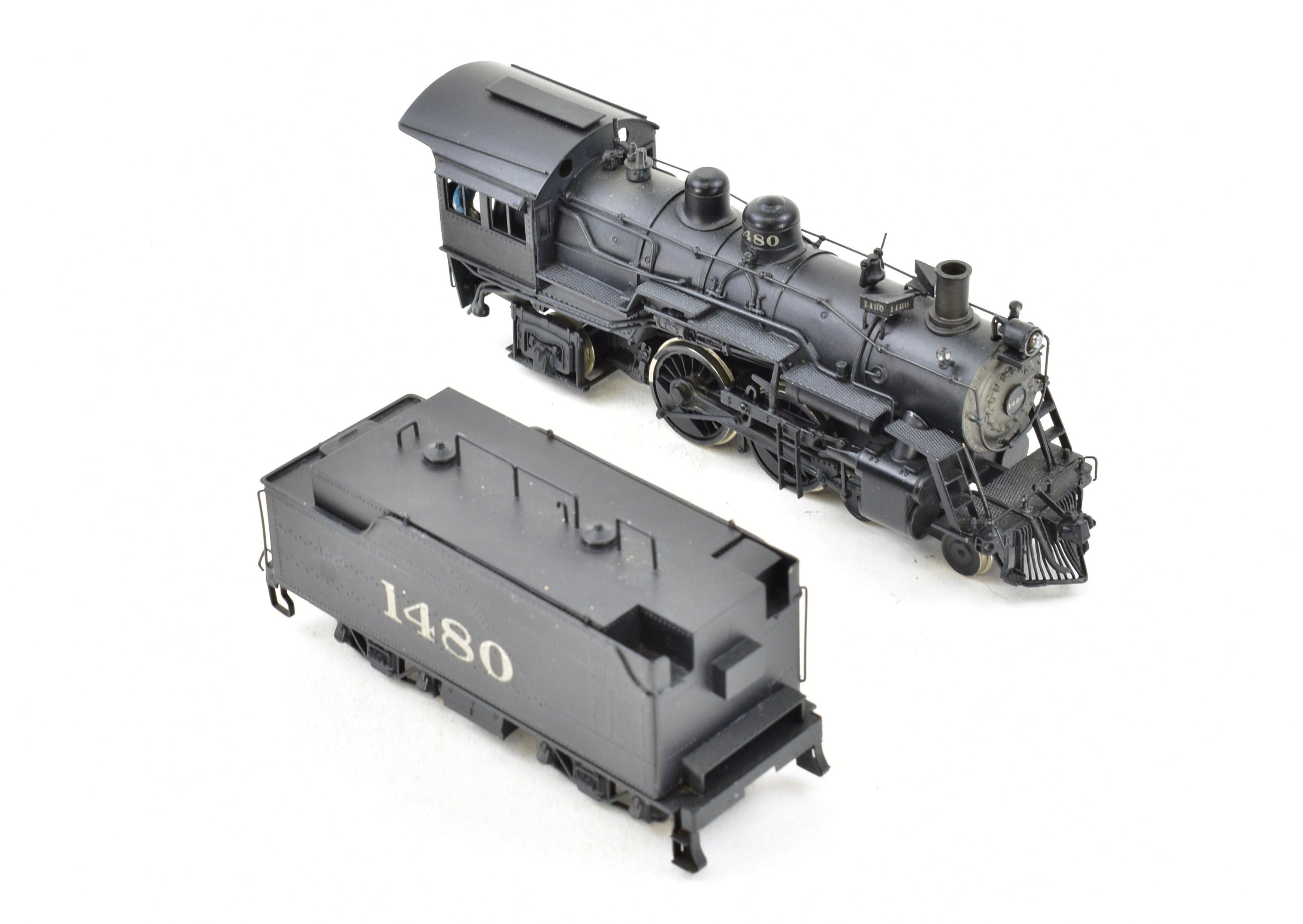 HO Scale Brass Model Train - NJ Custom Brass ATSF Santa Fe Class 1400 4-4-2 Locomotive CP No. 1480, Sold As-Is Condition