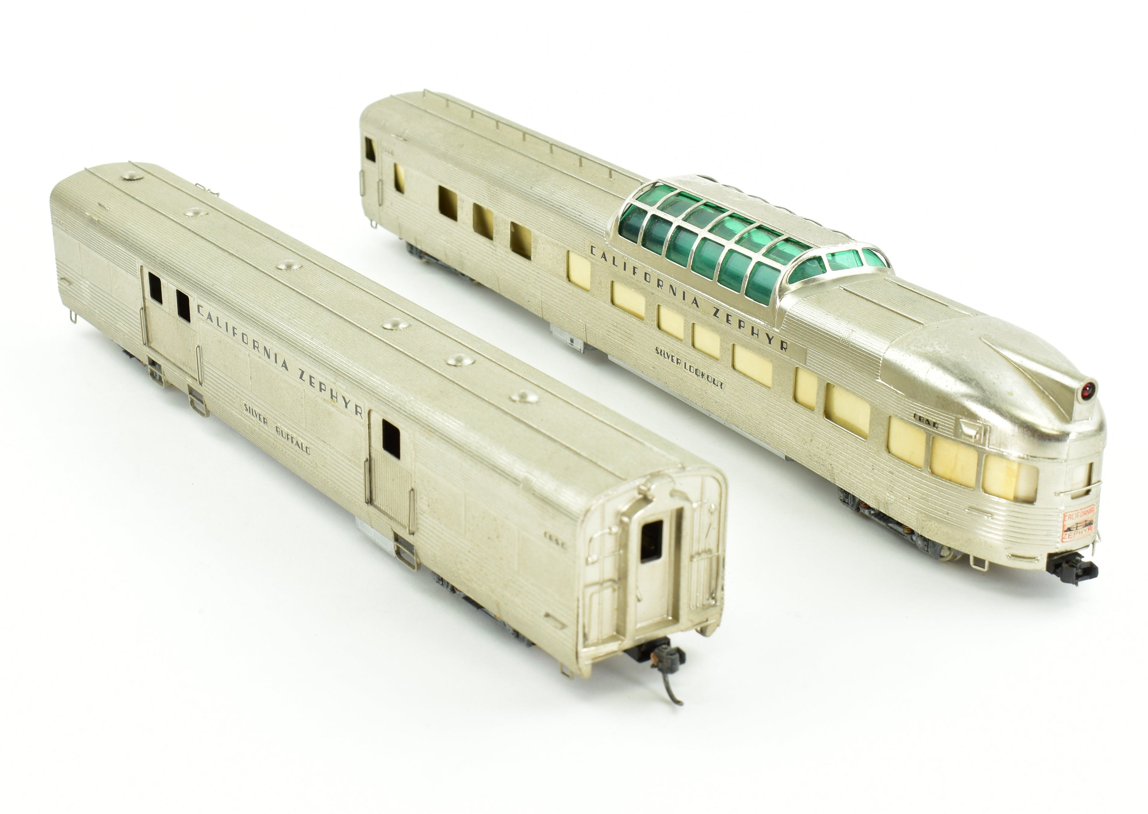 HO Scale Brass Nickel Plate Products (NPP) CB&Q - Burlington Route, WP & D&RGW California Zephyr Dome - Observation Baggage Train Set Model