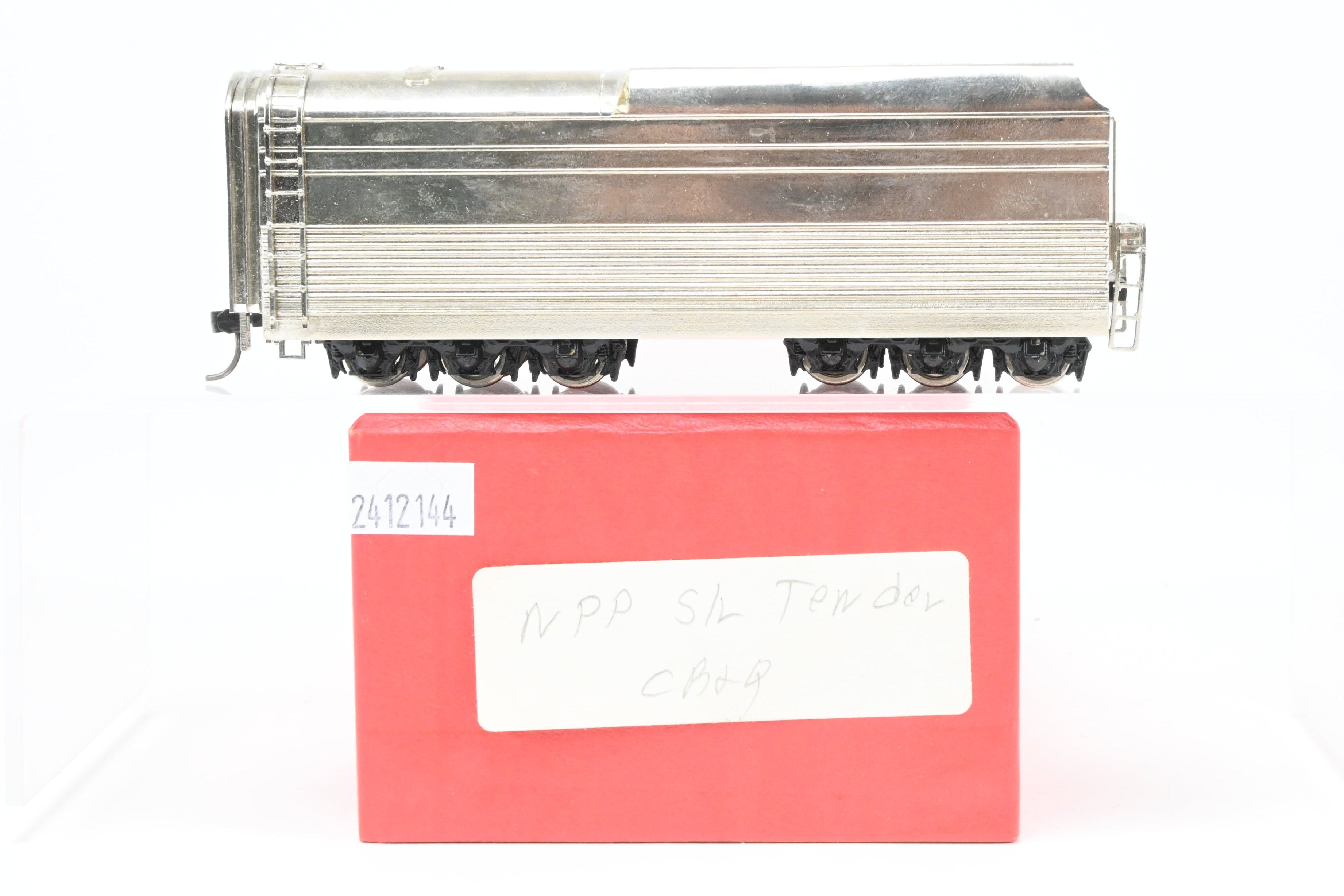 HO Scale Brass NPP Nickel - Plated Tender for CB&Q Burlington Route 4 - 6 - 4