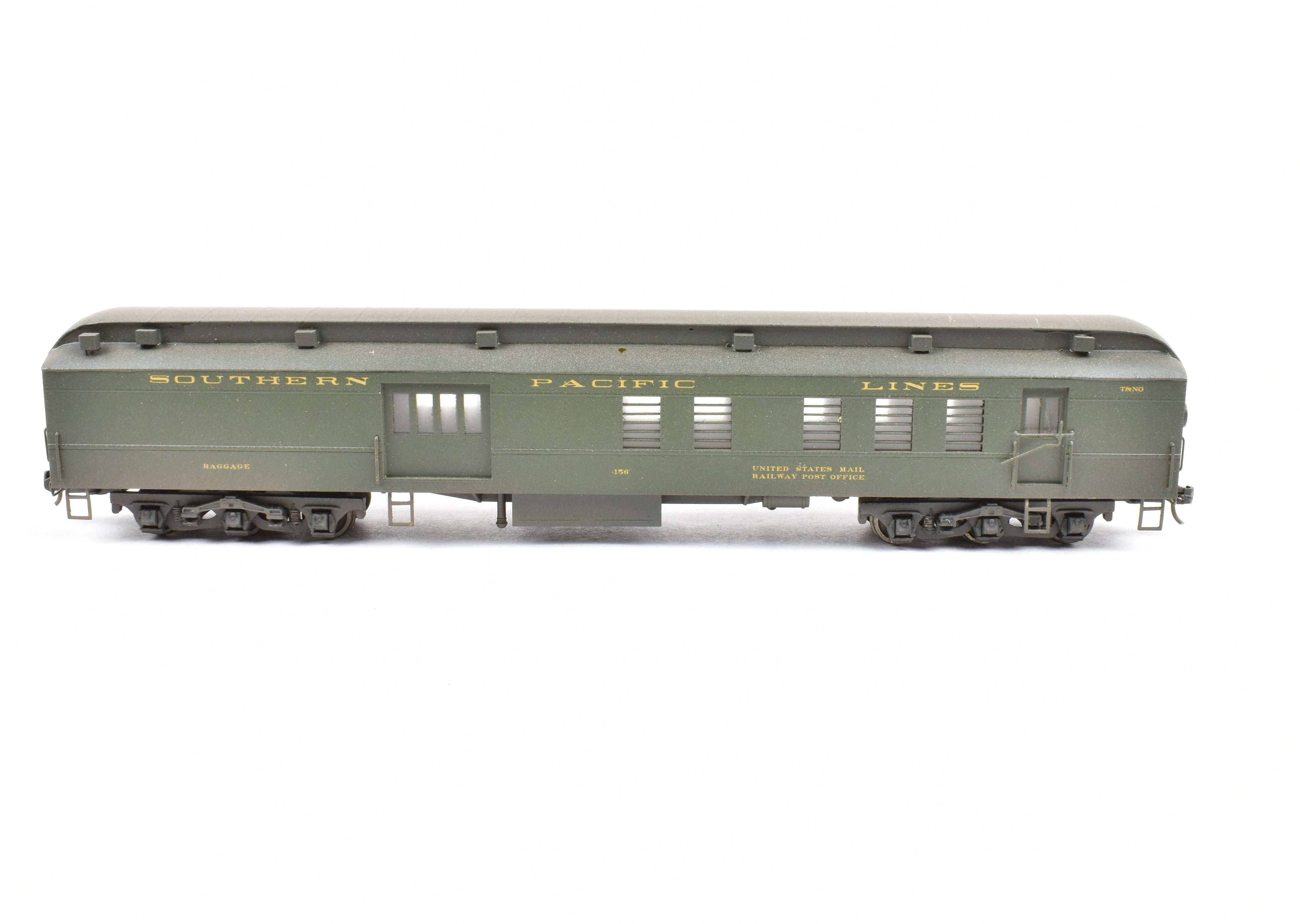 HO Scale Brass Lambert Southern Pacific Heavyweight Combine Baggage RPO Model Train Car with Central Valley Trucks