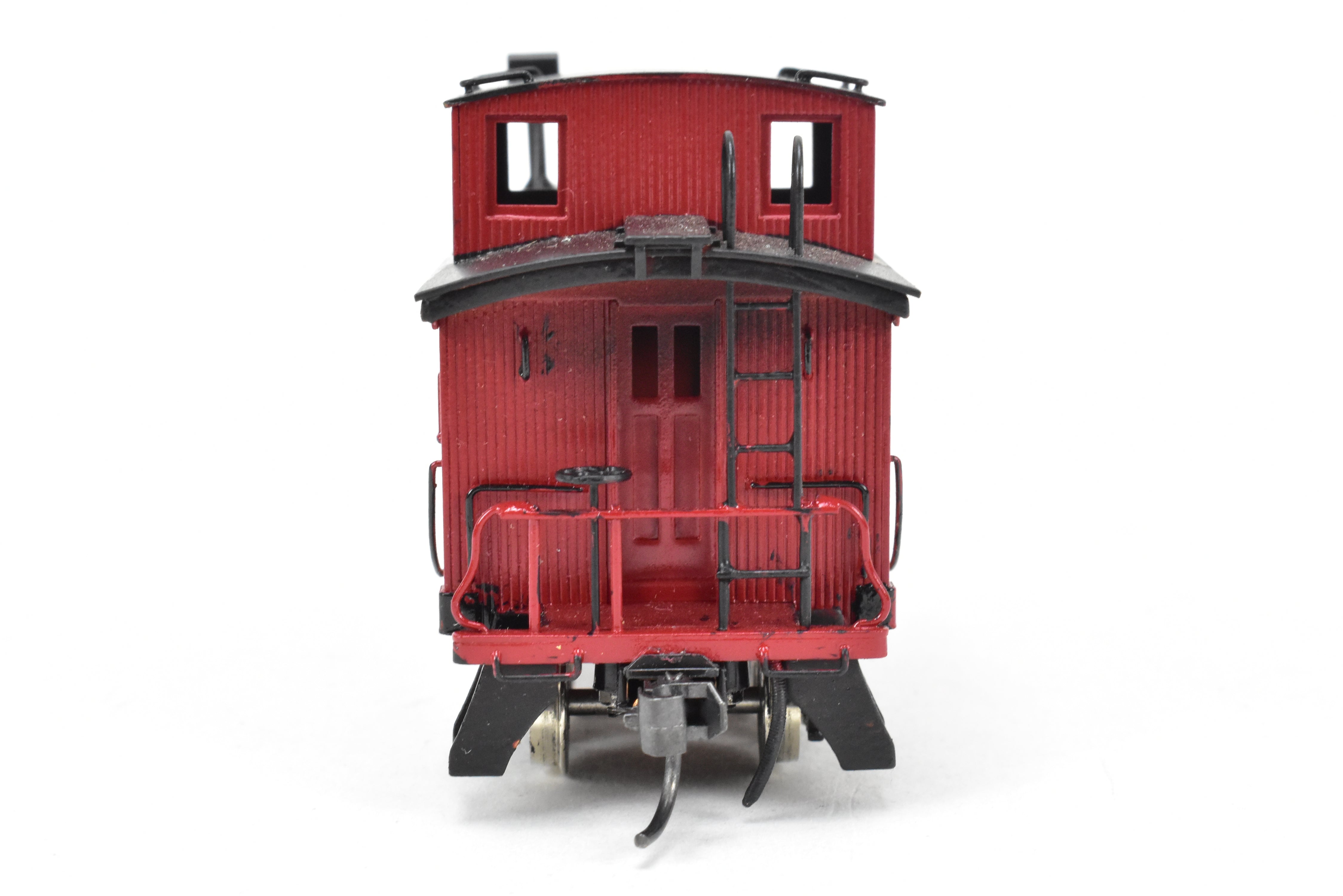HO Scale Brass Model of Northwest Short Line (NWSL) and Northern Pacific (NP) 1700 Series Wood Caboose, Unlettered Custom - Painted in Caboose Red with Black Roof