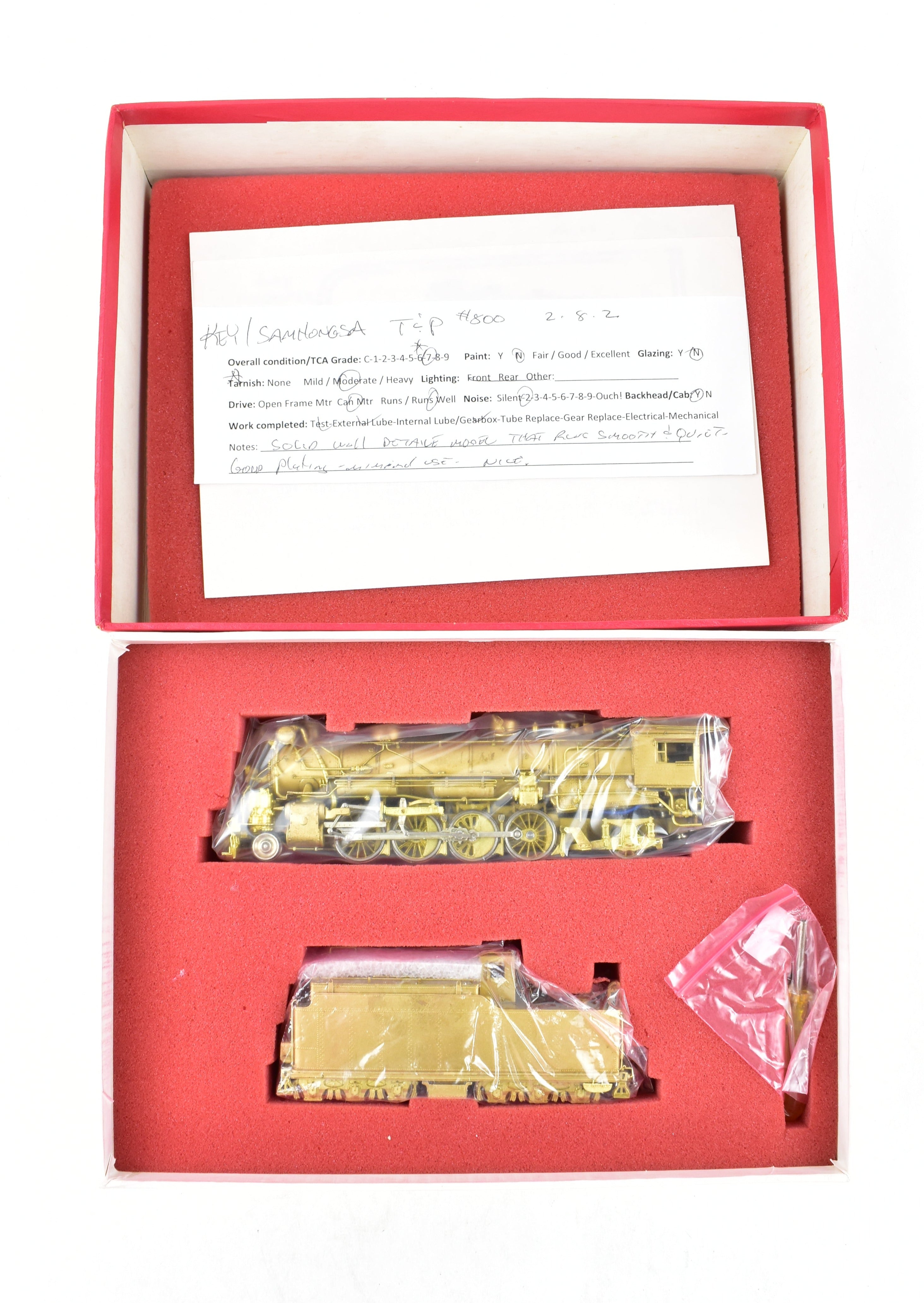 HO Scale Brass Key Imports Texas & Pacific H-2r 2-8-2 Mikado Steam Locomotive Model #800 with Elesco Feedwater Heater