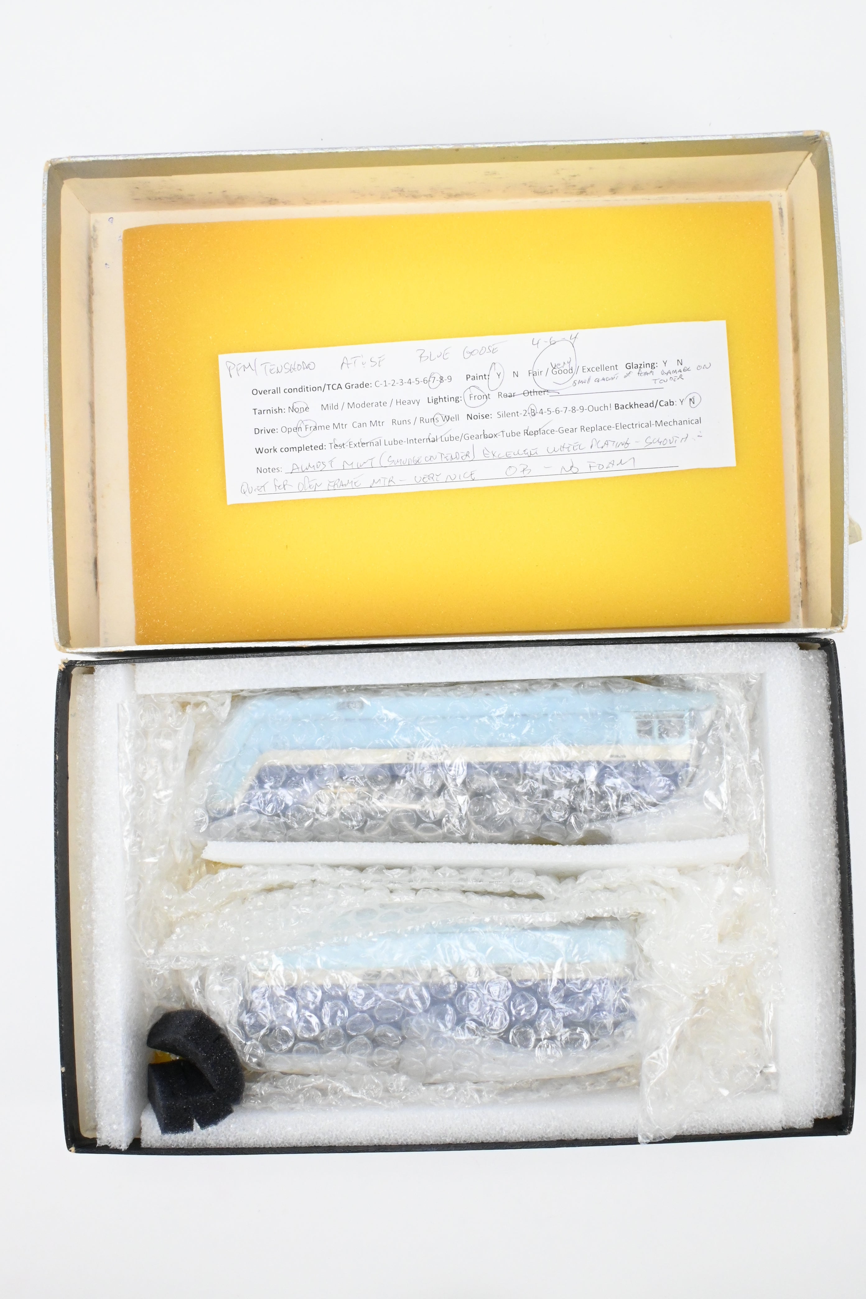 HO Scale Brass Model Train - Tenshodo ATSF Santa Fe 4-6-4 Steam Locomotive No. 3460 The Blue Goose Hudson - 1971 Run with Minor Foam Damage