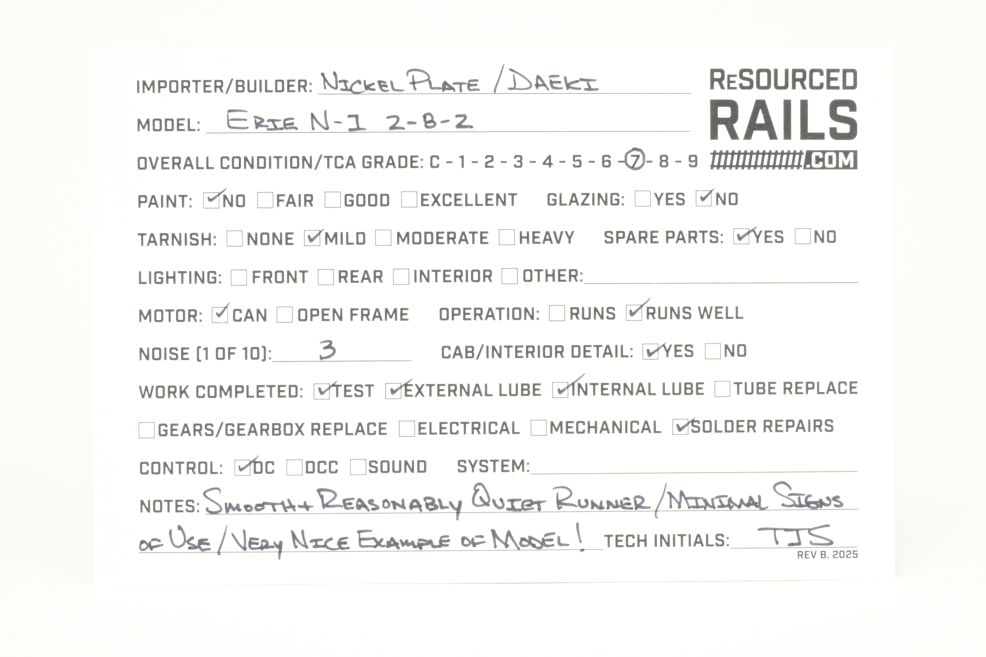 HO Scale Brass Nickel Plate Products (NPP) Erie Railroad N-1 Class 2-8-2 Mikado Steam Locomotive Model - Version 2