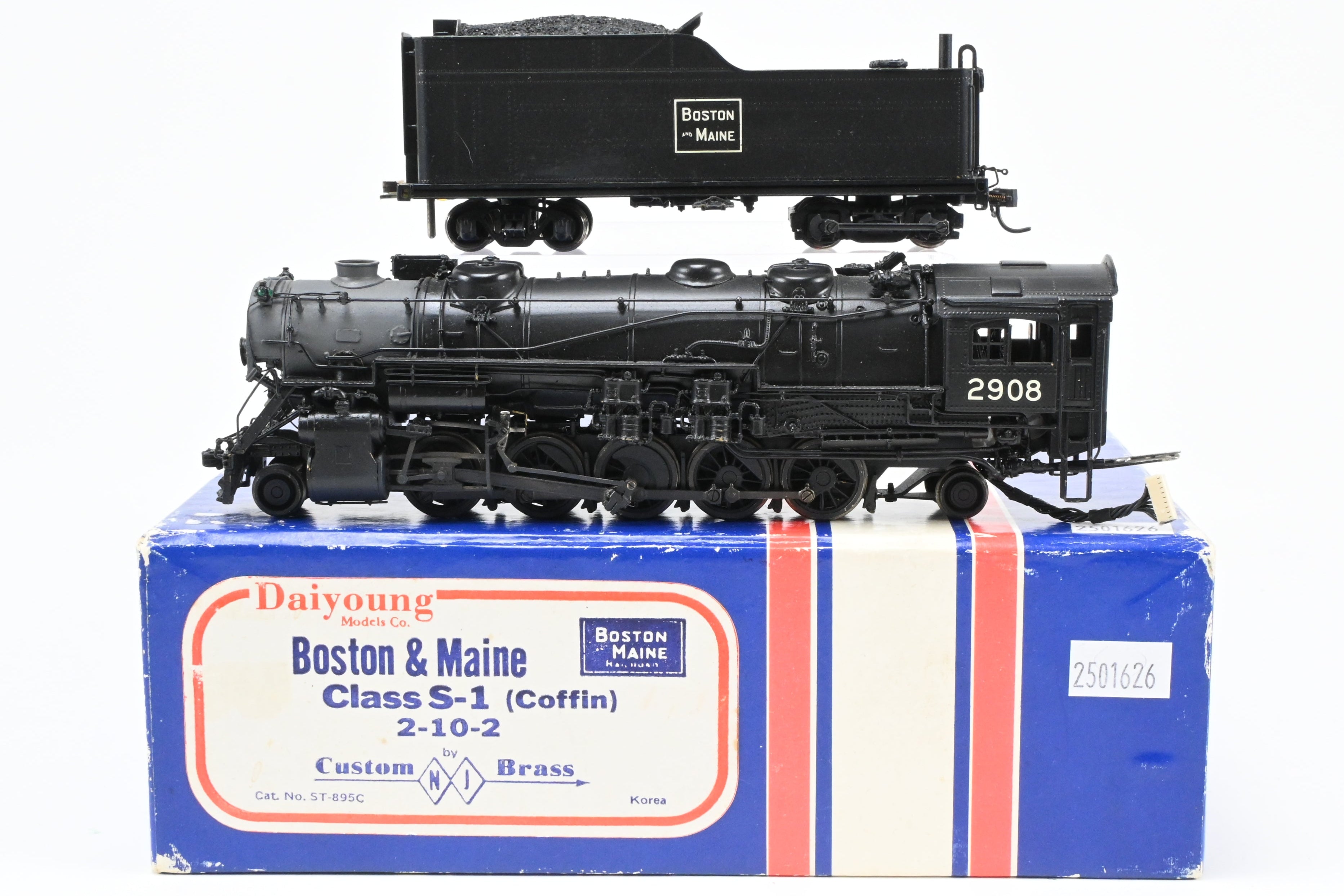 HO Scale NJ Custom Brass Boston & Maine 2-10-2 S-1B No. 2908 with DCC & Sound
