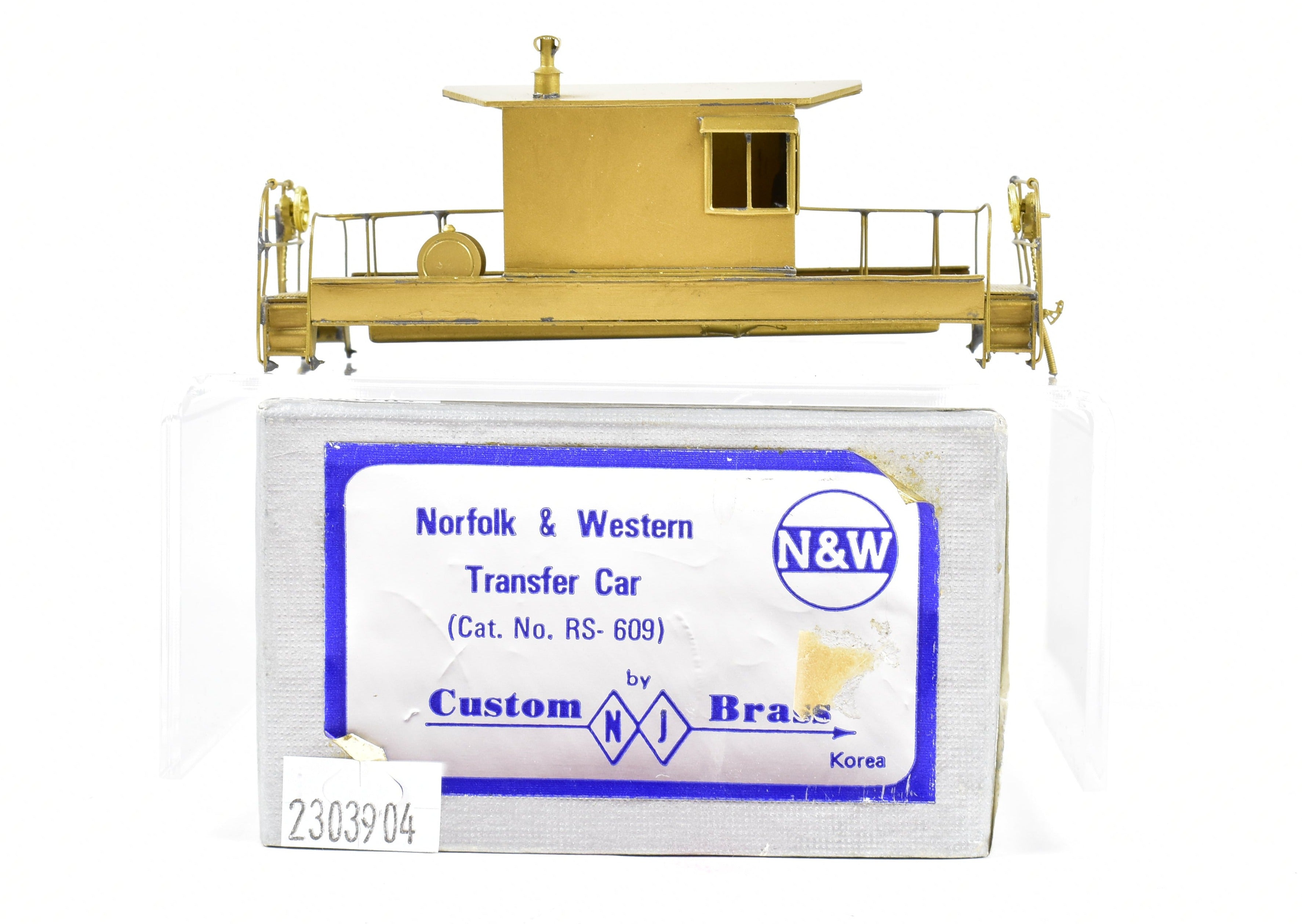 HO Scale Brass Norfolk & Western Transfer Car with Trucks, NJ Custom Brass Model