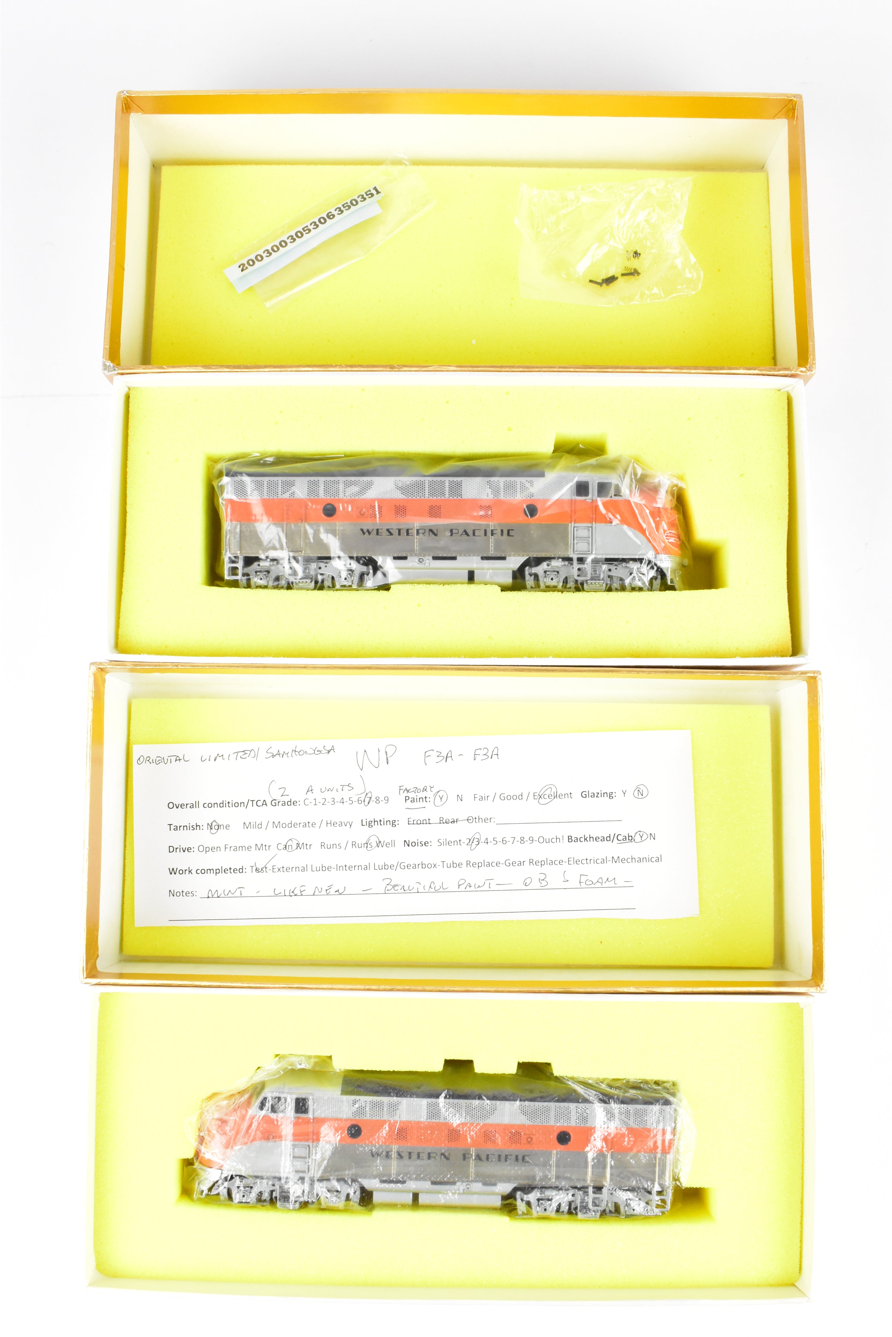 HO Brass Oriental Limited Western Pacific EMD F3A/F3A Phase II Set, 1500 HP, Factory Painted