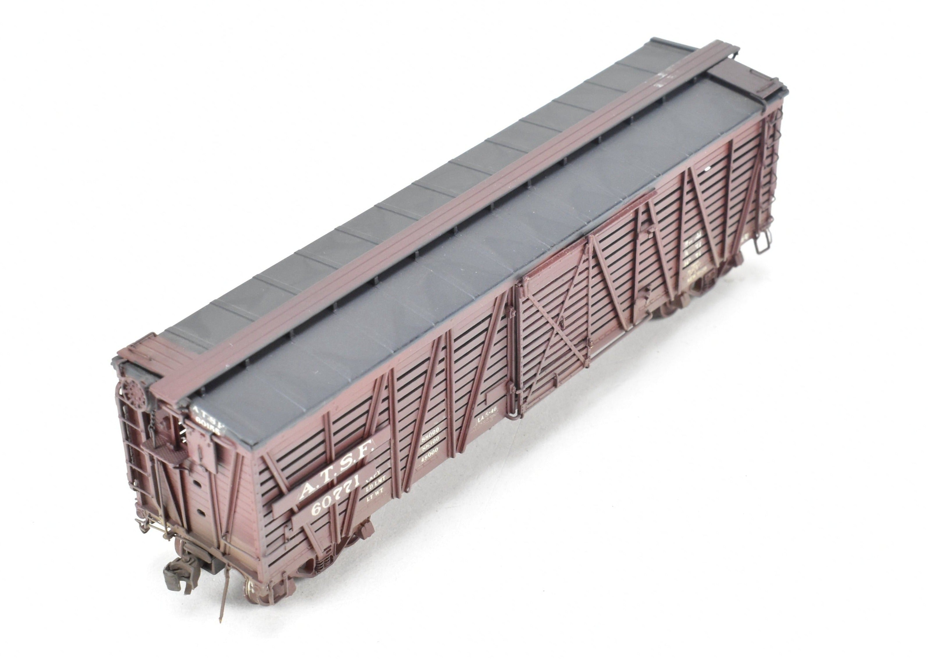 High - Quality HO Scale Brass Pecos River Brass ATSF - Santa Fe SK - U Stock Car Model with Custom - Painted and Weathered Reboxx Packaging