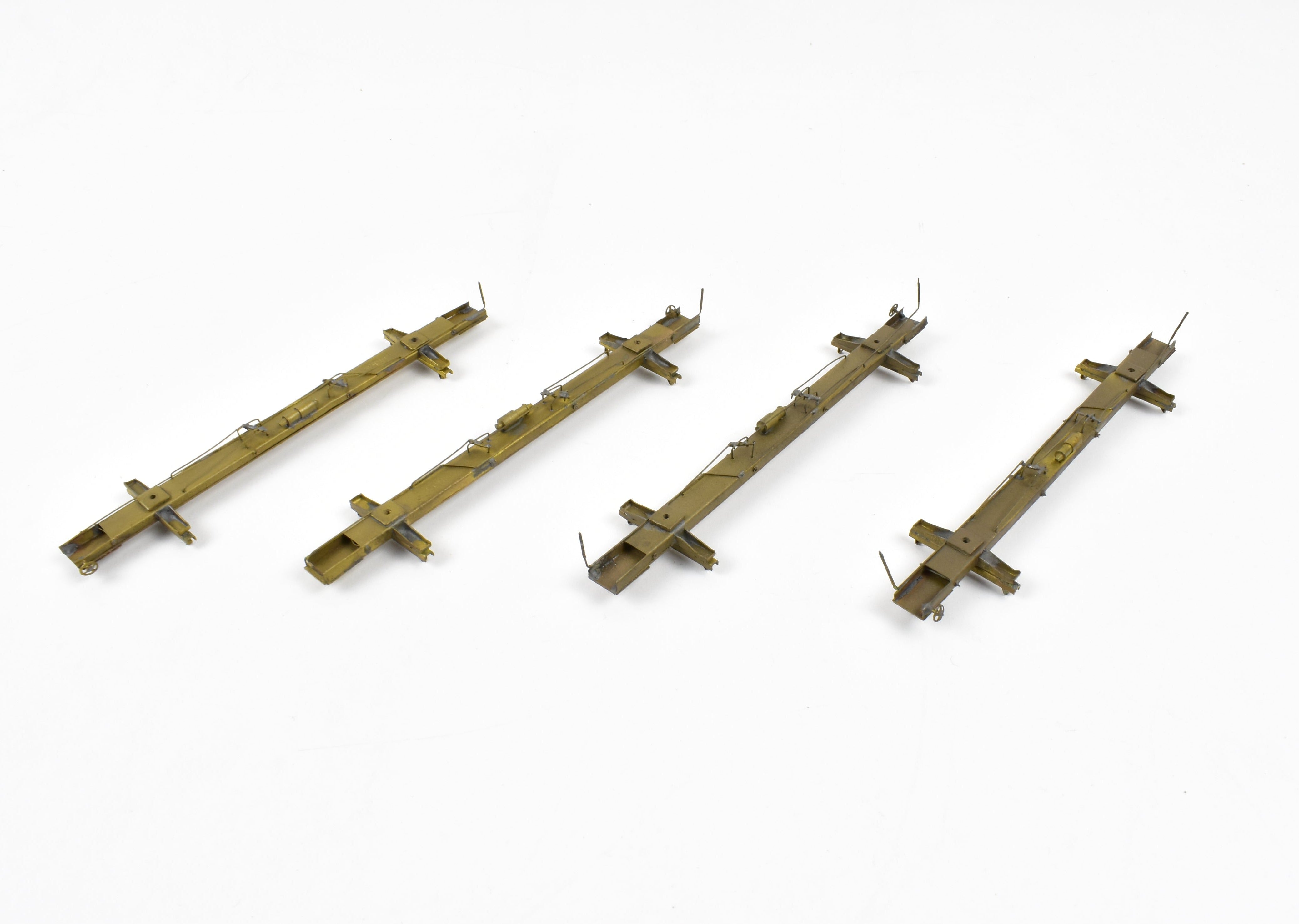 HO Scale Brass Model Train Set - Northwest Short Line Various Roads 43-Foot Skeleton Log Cars Four-Pack without Trucks