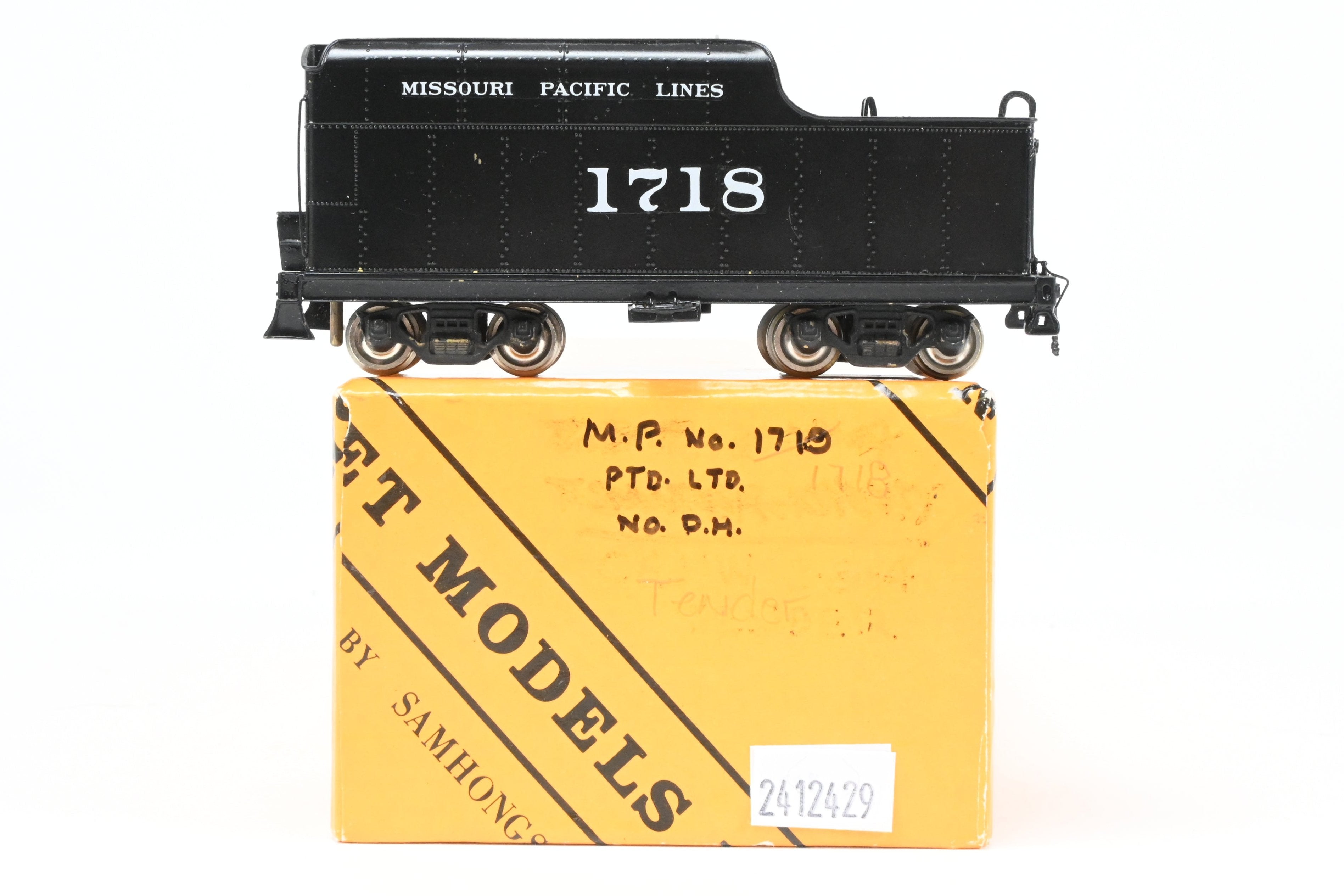 HO Scale Brass Missouri Pacific 2-10-2 Steam Locomotive Tender Model - Sunset Models Brand, Factory-Painted and Lettered Tender Only