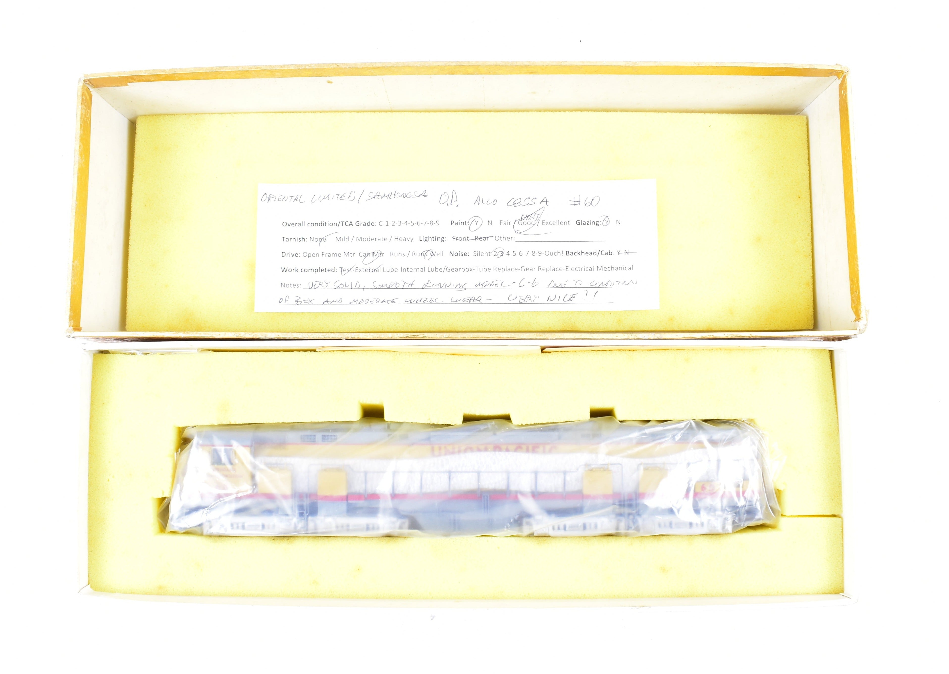 High - Quality HO Scale Brass Oriental Limited Union Pacific Alco C855 A/B/A Set with Custom Painting and Excellent Condition