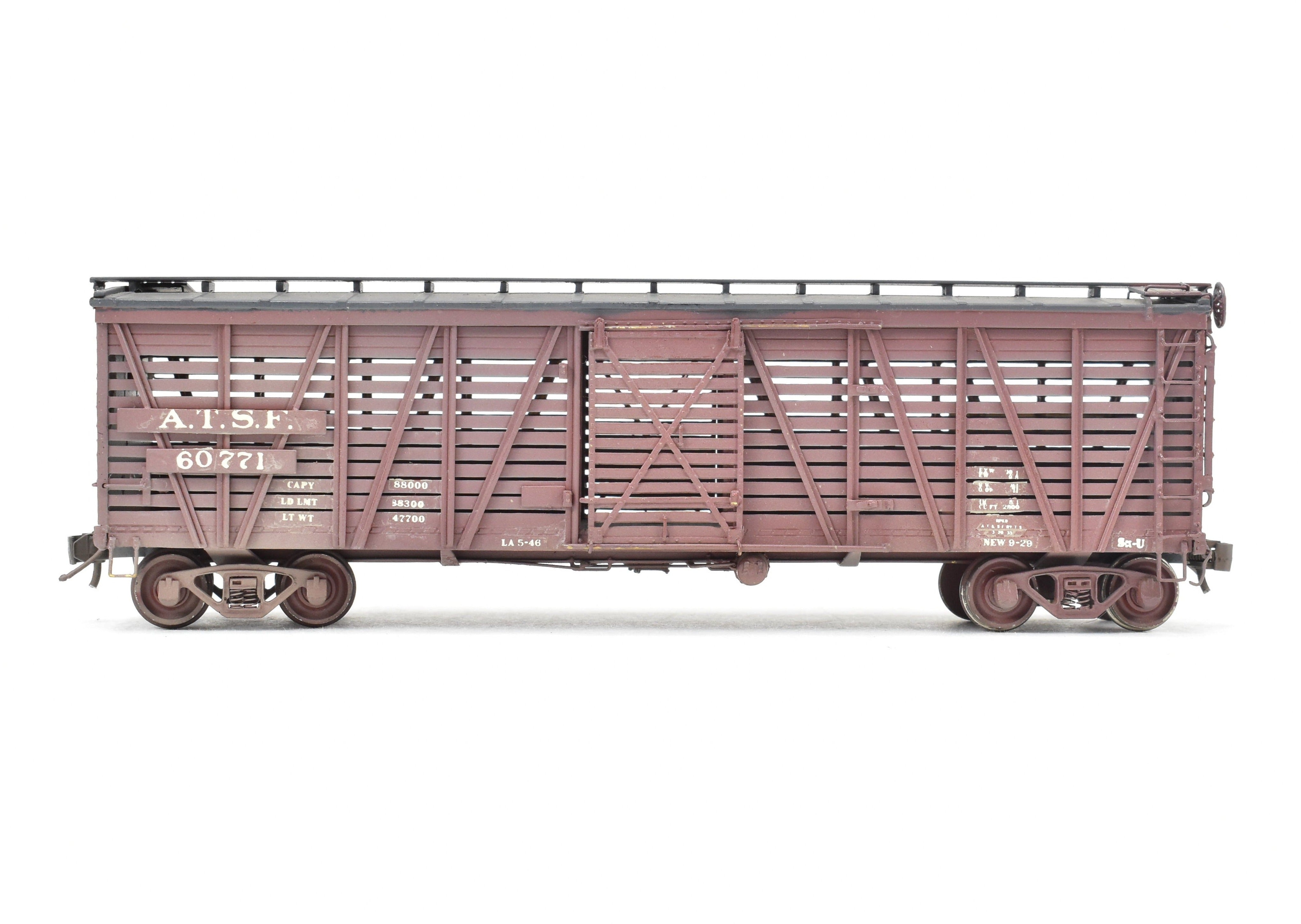 High - Quality HO Scale Brass Pecos River Brass ATSF - Santa Fe SK - U Stock Car Model with Custom - Painted and Weathered Reboxx Packaging