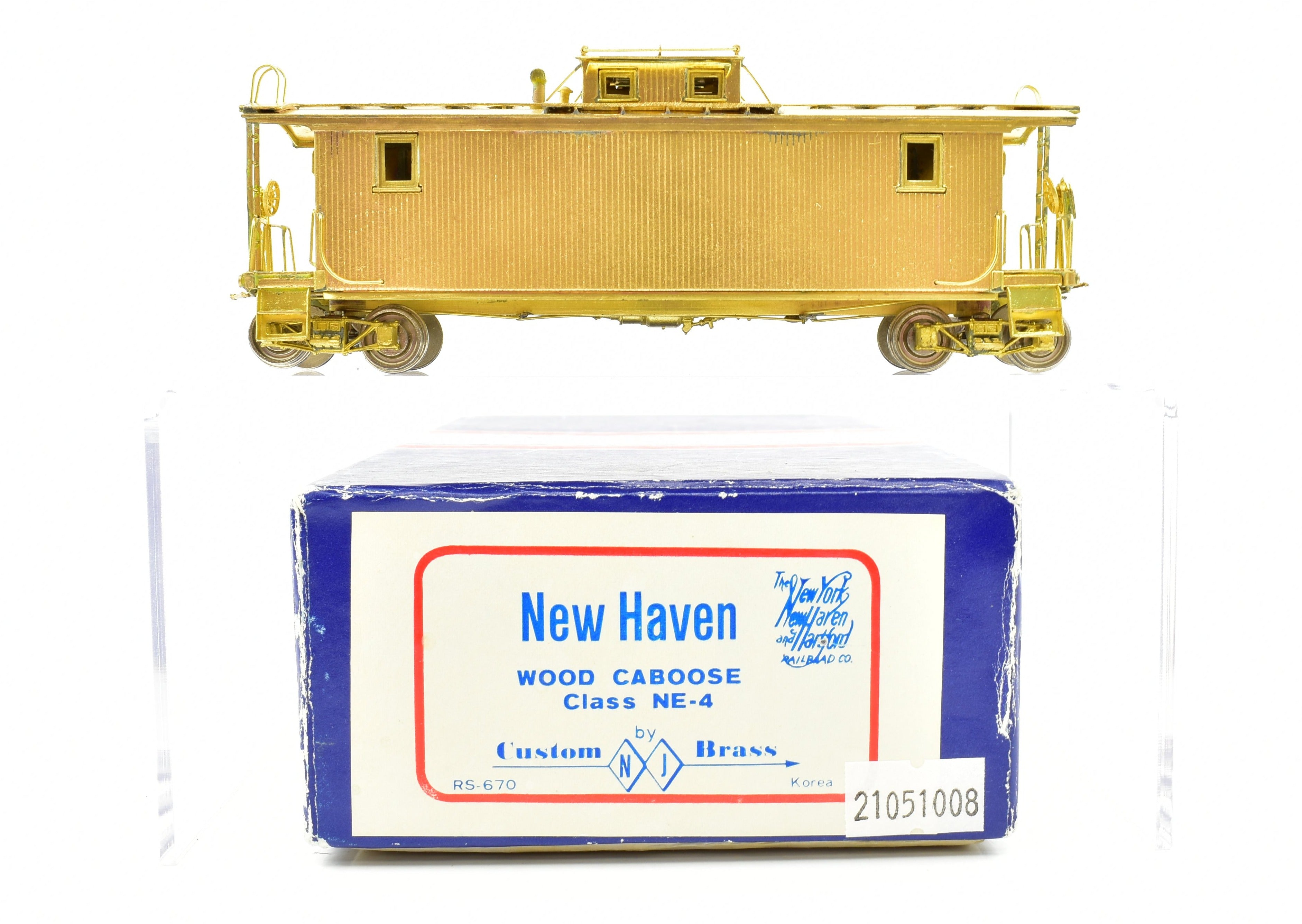 NJ Custom Brass HO Scale New Haven Wood Caboose Class NE - 4 Model