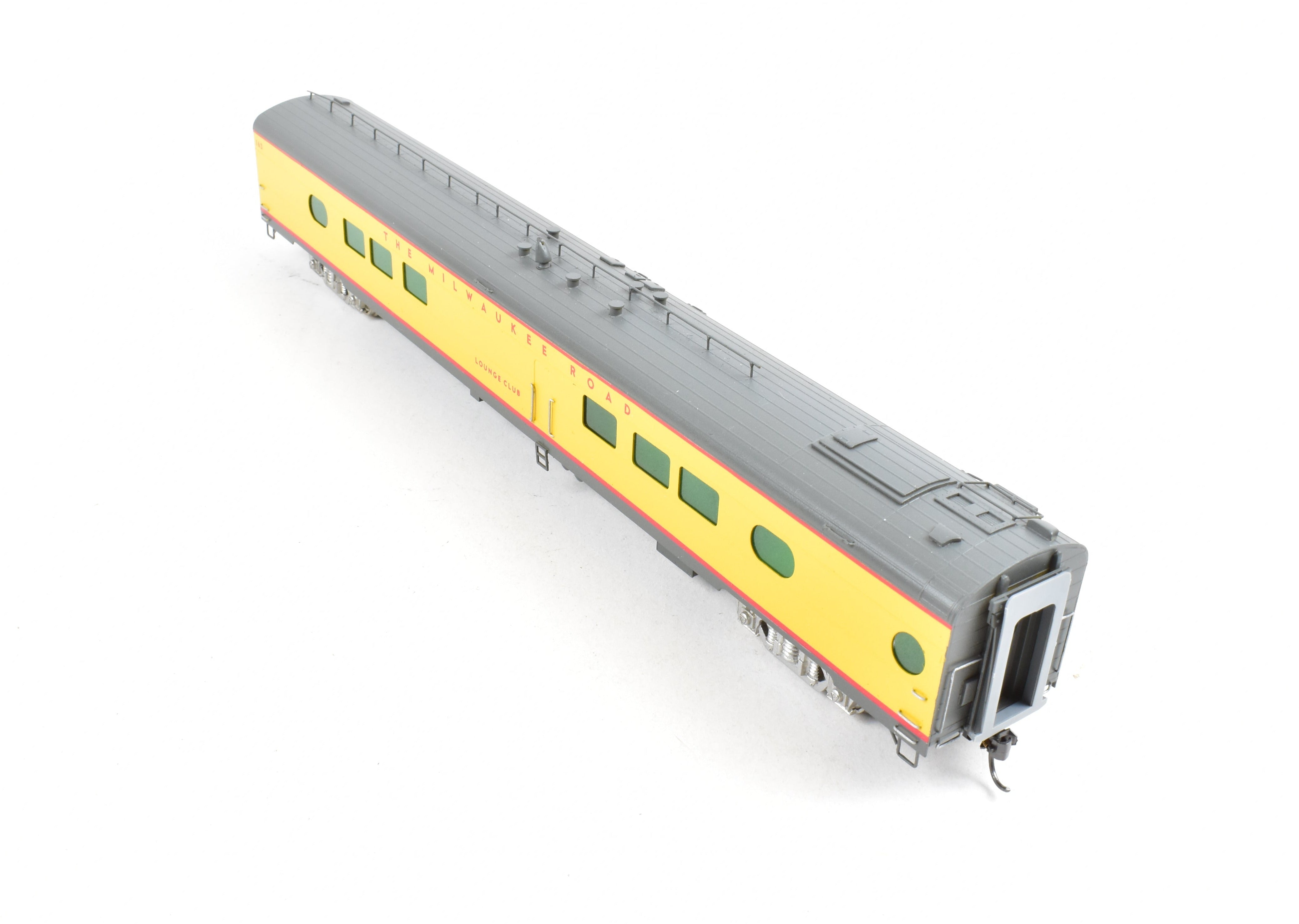 HO Scale Brass Soho Milwaukee Road #162 Tap - Lounge Model, Custom Painted in Union Pacific (UP) Streamliner Colors, Representing 1955 Milwaukee Passenger Style