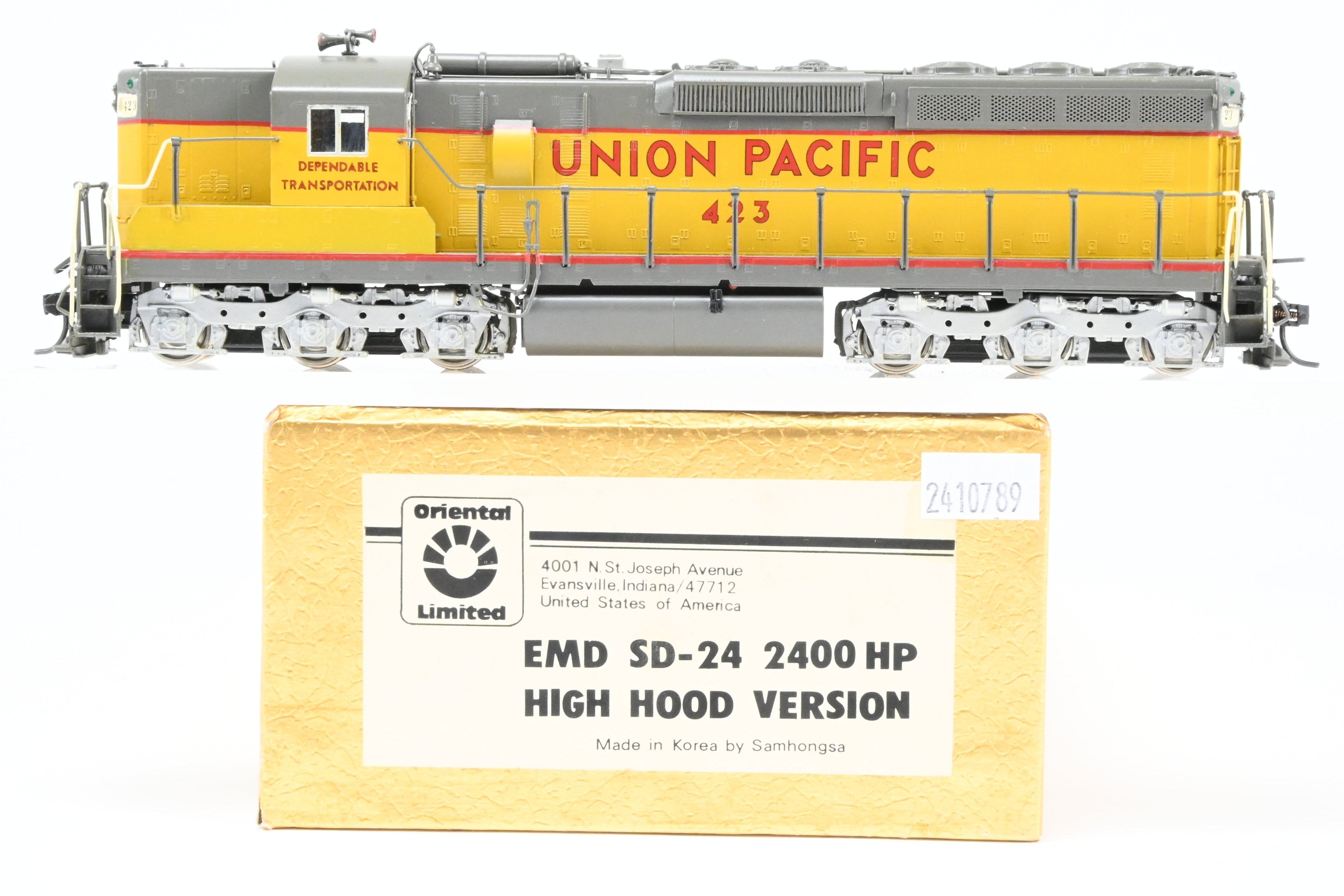 HO Brass Oriental Limited UP EMD SD24 2400 HP High Hood Custom Paint #423