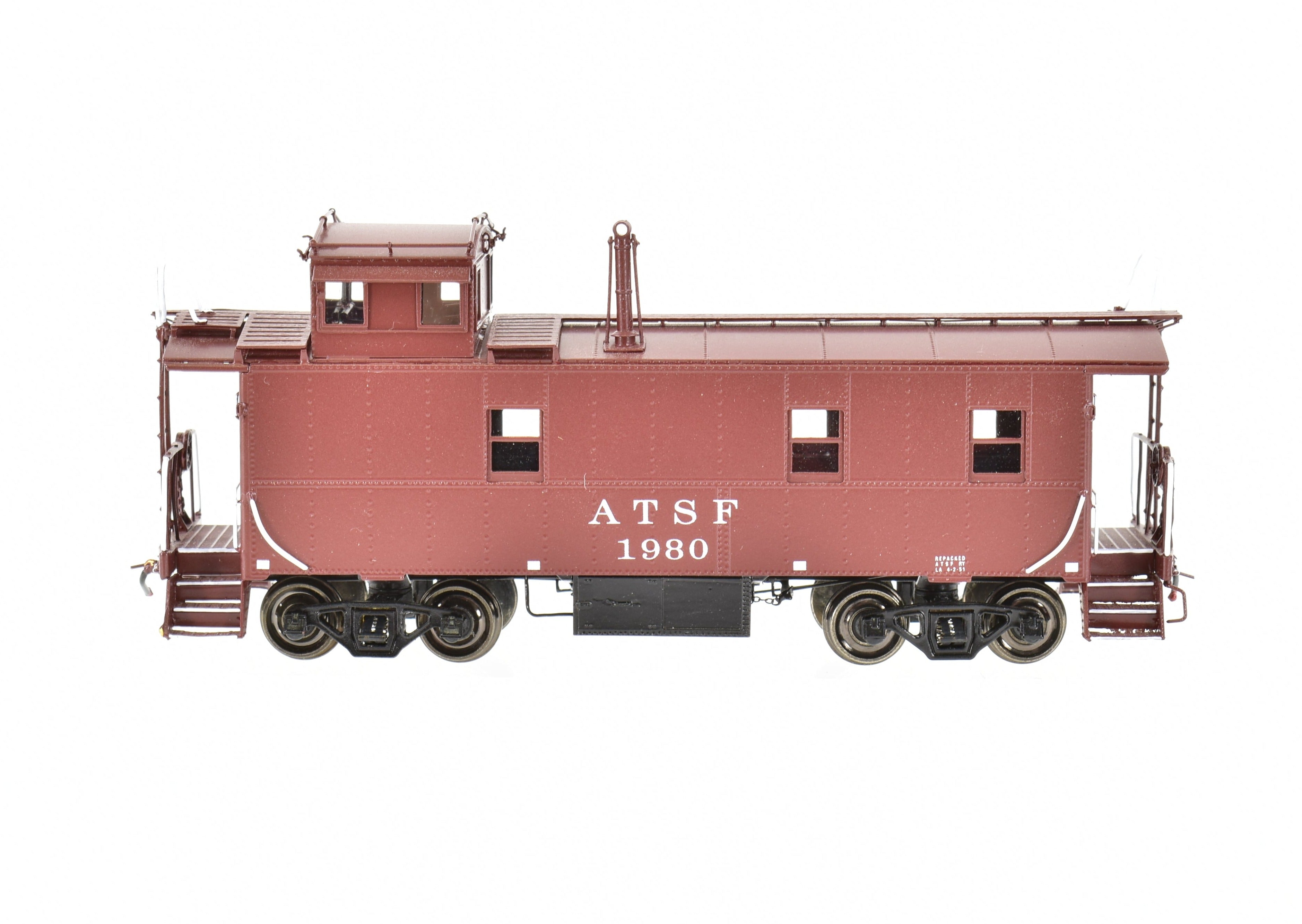 HO Scale Brass Model of Pecos River Brass ATSF - Santa Fe Rebuilt Factory - Painted Caboose