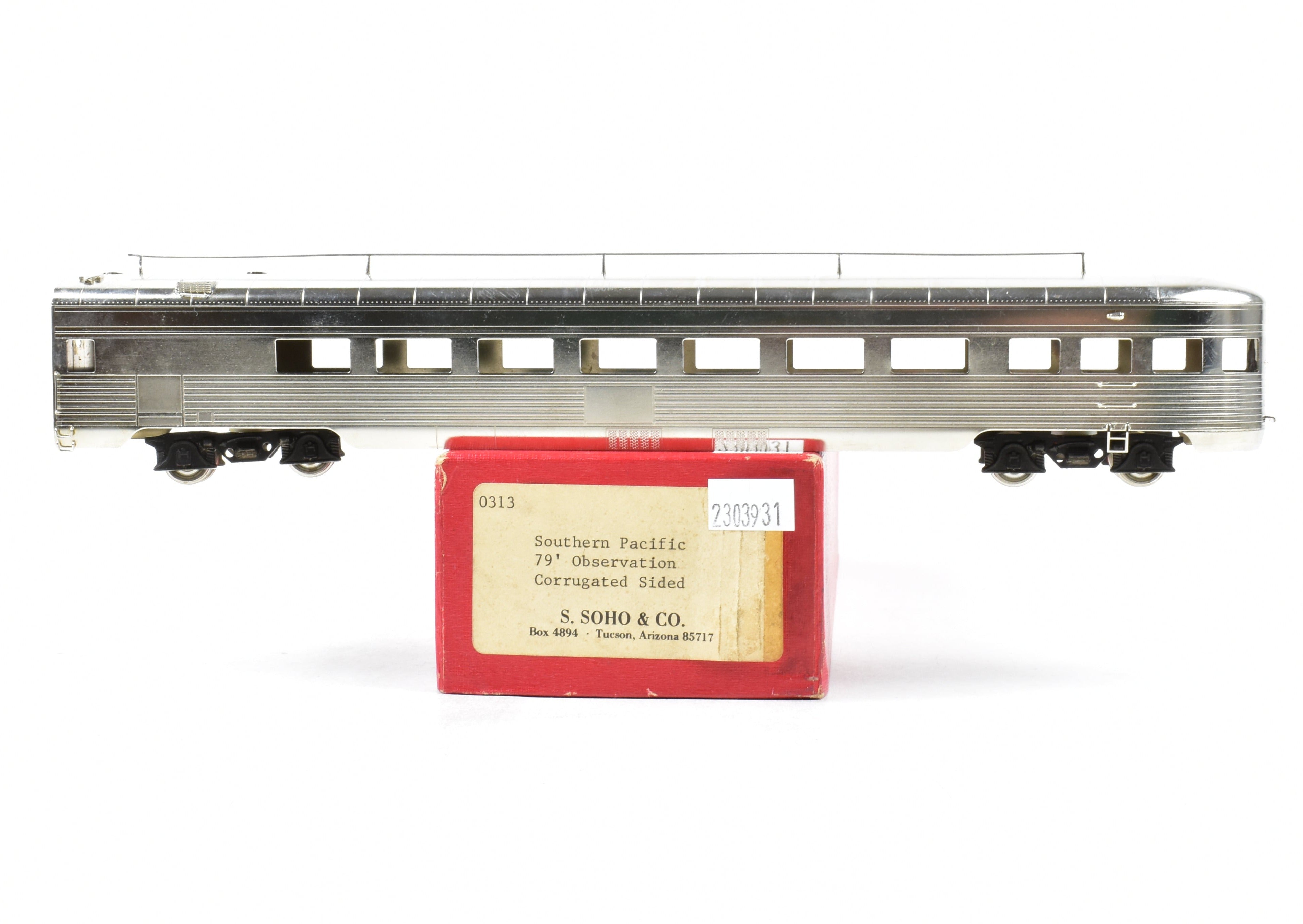 HO Scale Brass Soho Southern Pacific 79-Foot Observation Car with Corrugated Sides Model