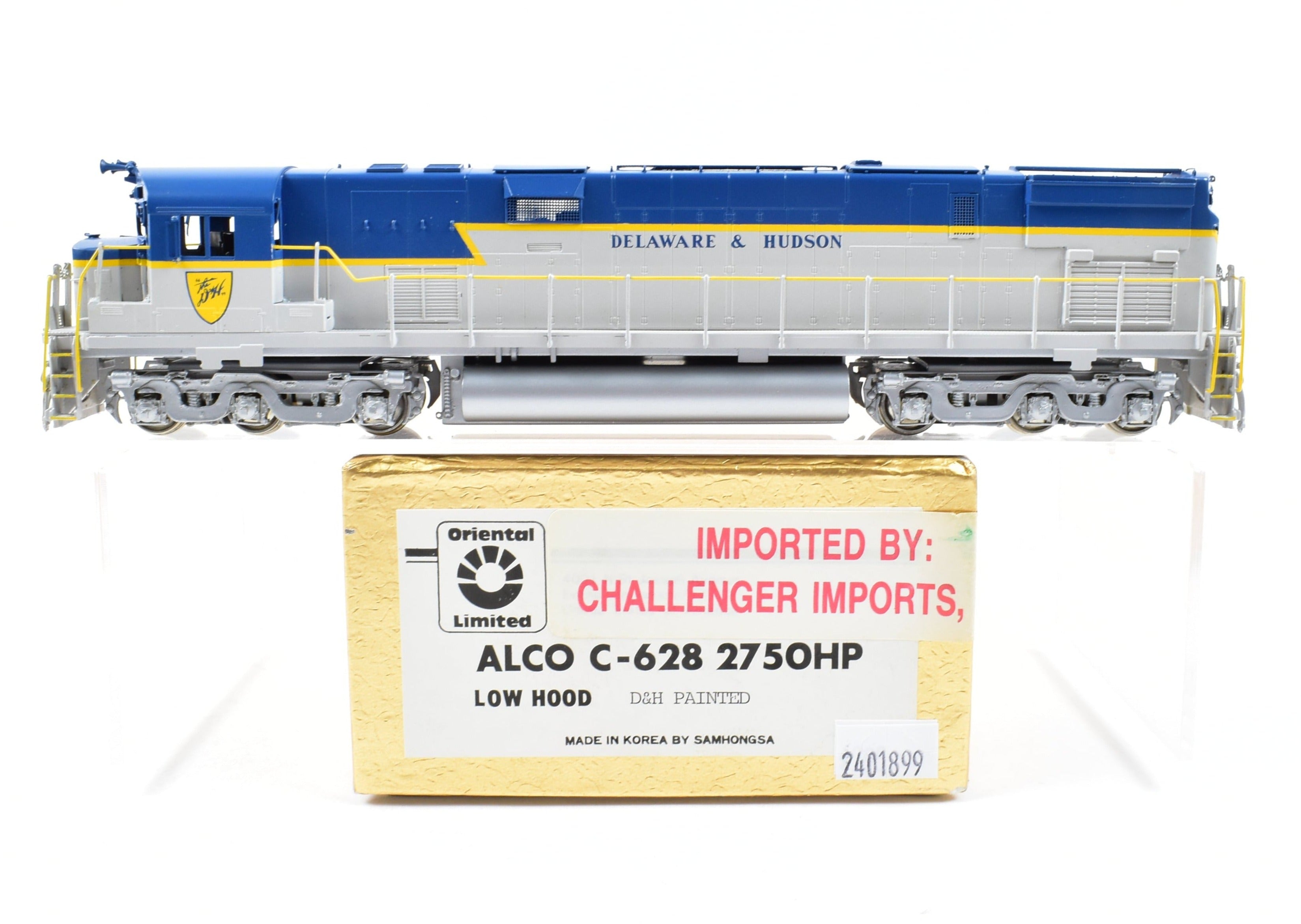 HO Scale Brass Delaware and Hudson C - 628 FP Locomotive Model in Blue/Grey Scheme by HO Brass Oriental Limited and Challenger Imports