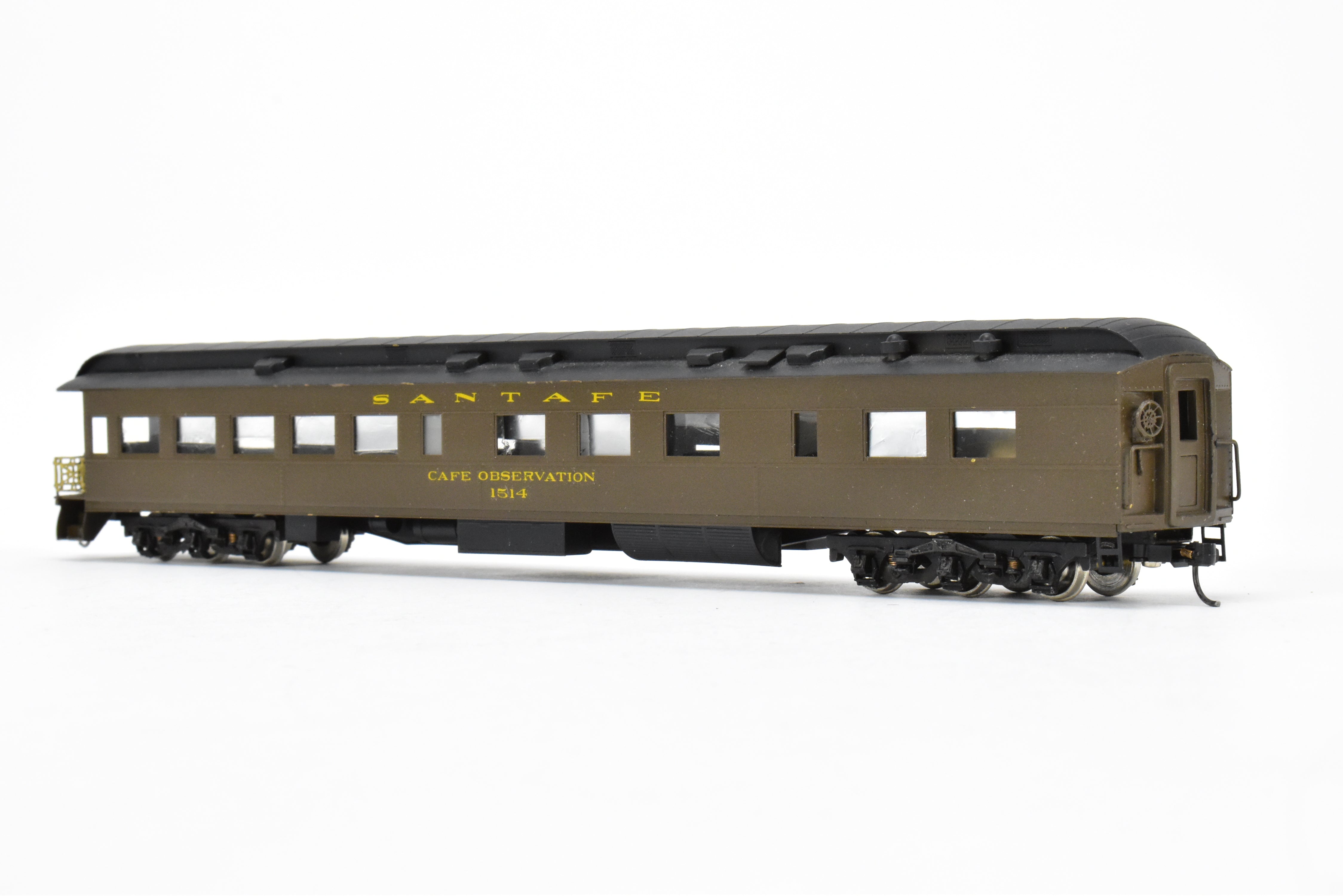 Custom Painted HO Scale Brass Lambert AT&SF Santa Fe Cafe Lounge Observation Car #1514 with Incorrect Box
