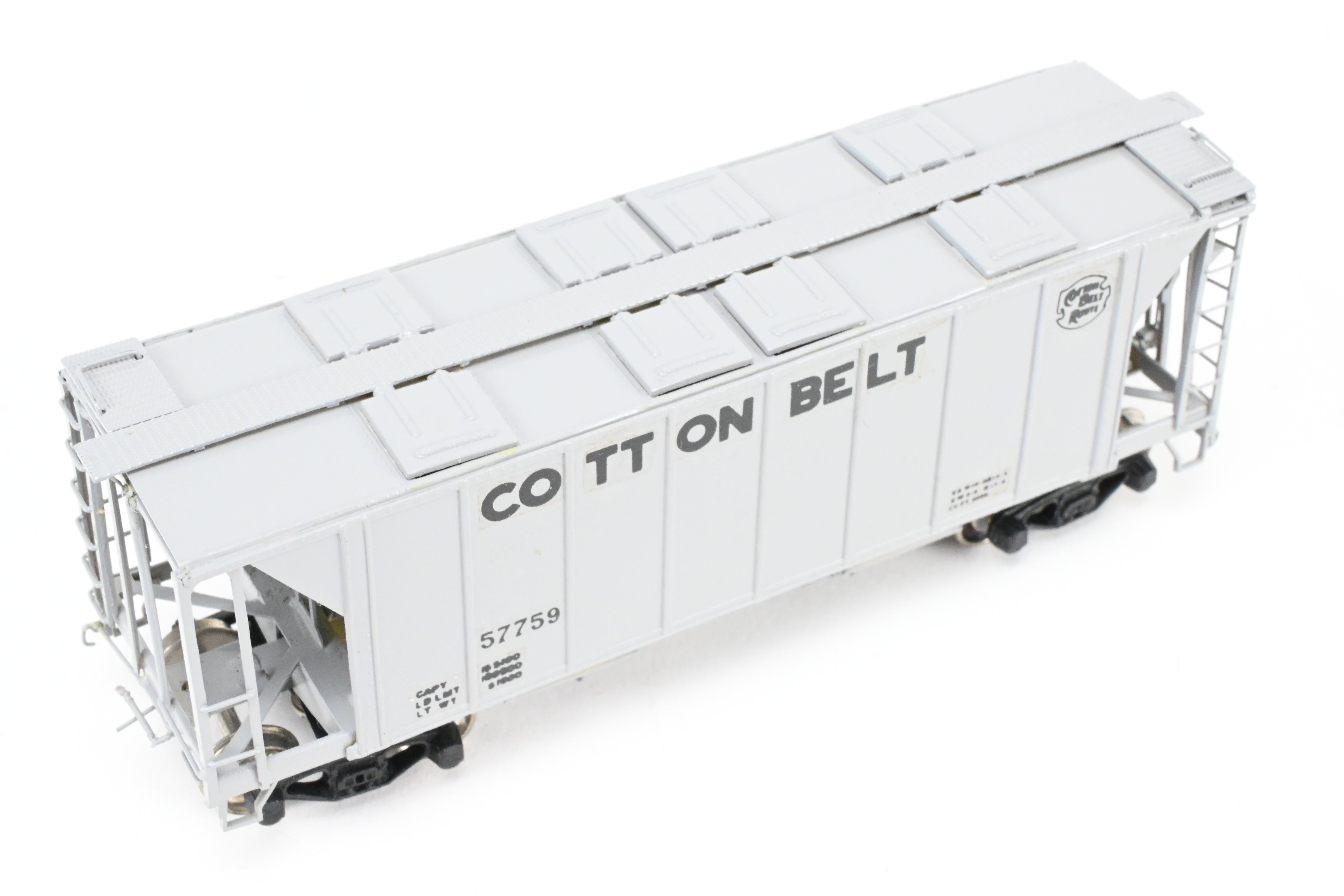 HO Brass Sunset/ACF Cotton Belt Grey Custom-Painted 70-Ton Covered Hopper #57759