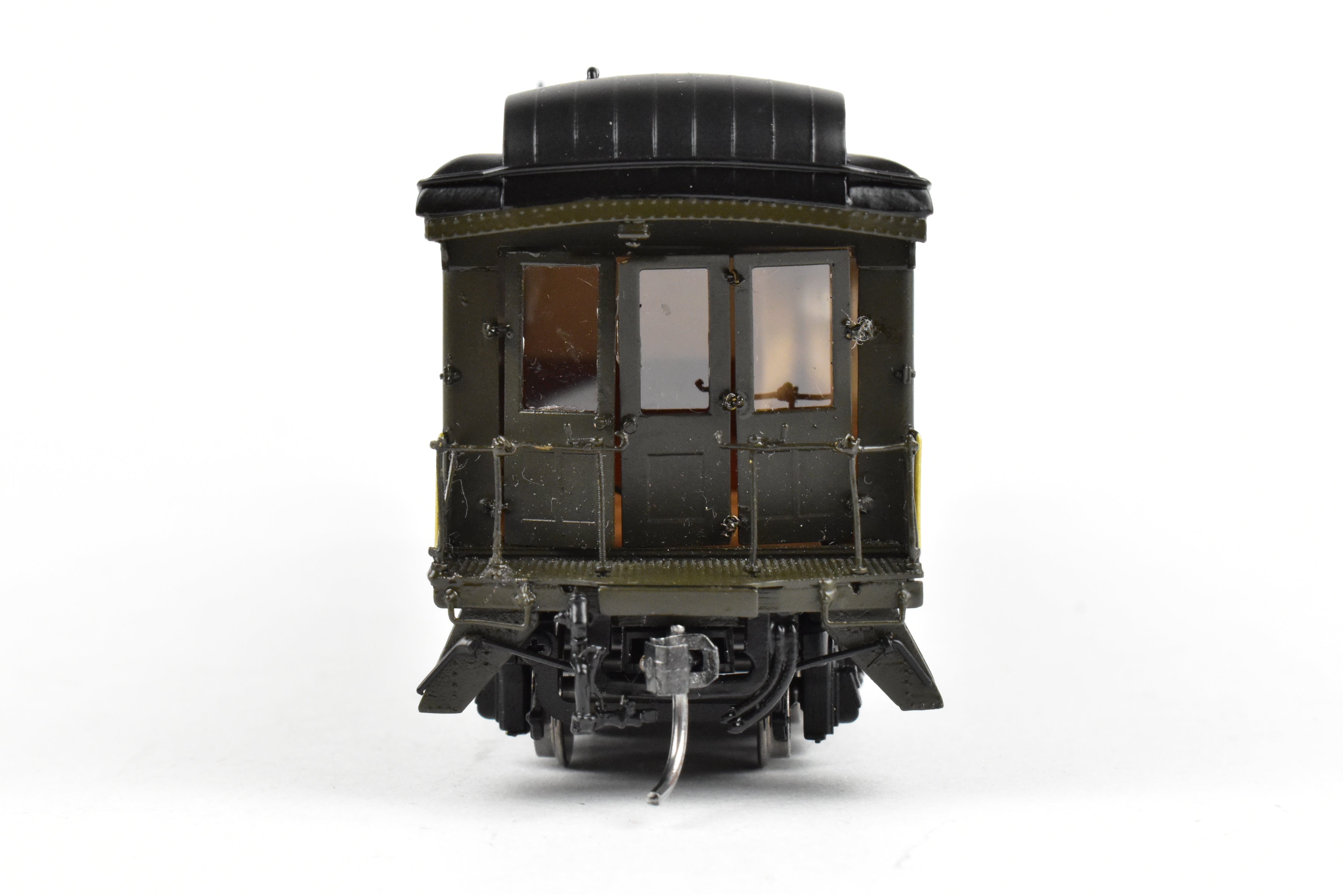 HO Scale Brass Model Train - North Bank Line (GN - Great Northern) A22 Business Car with Wood Sides in Pullman Green, Damaged - Sold As Is