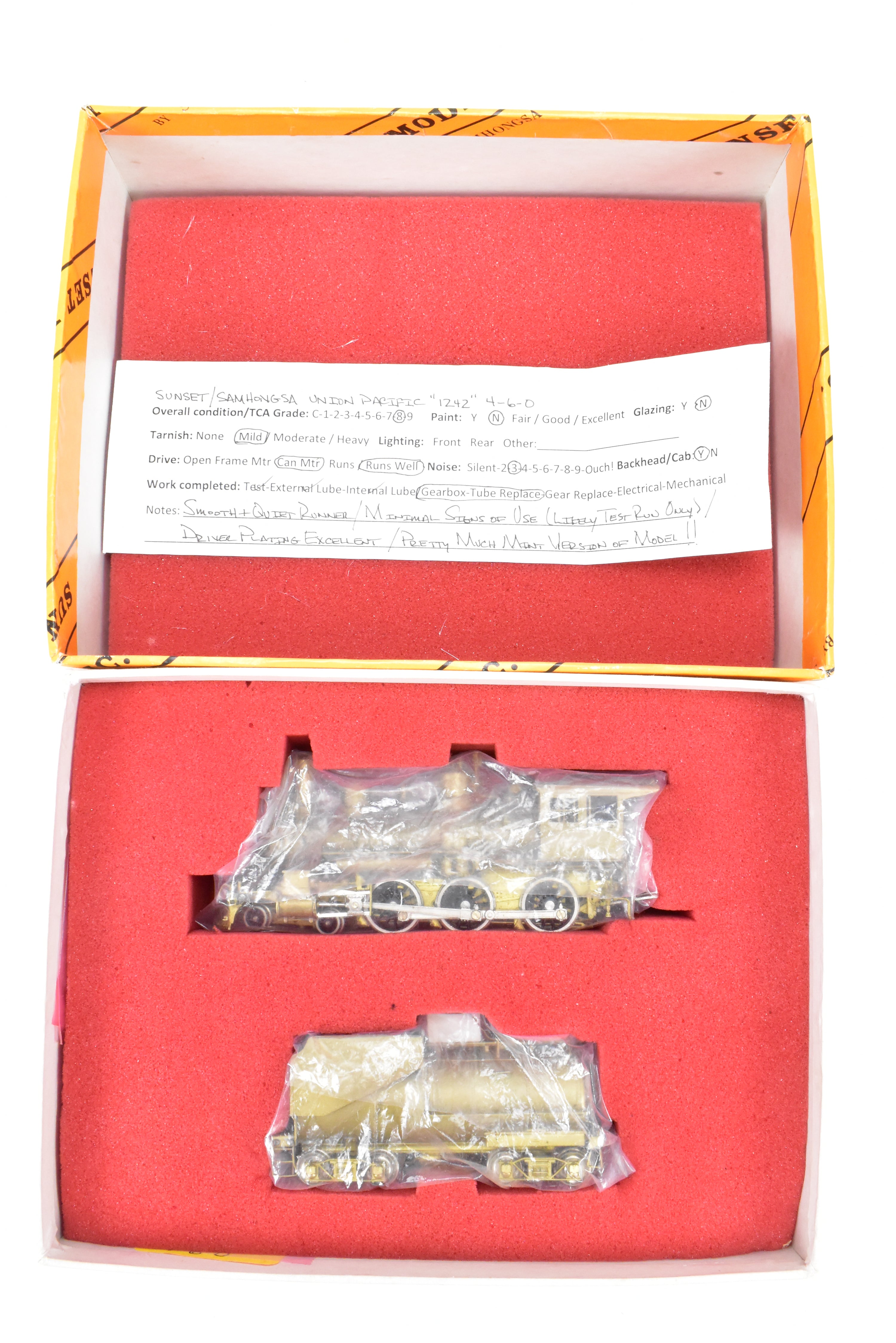 HO Scale Brass Sunset Models Union Pacific (UP) 4-6-0 Steam Locomotive Model Number 1242