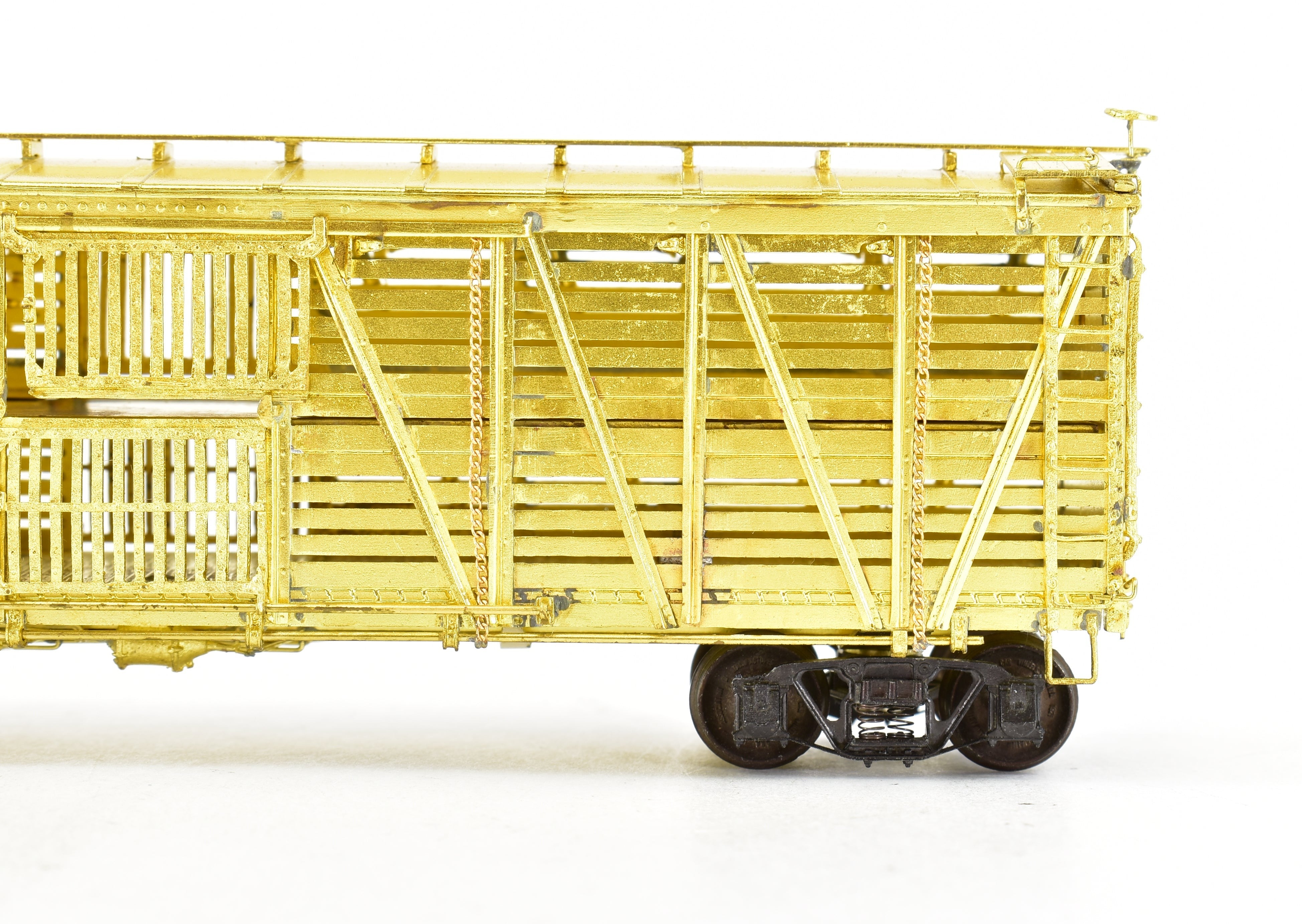 HO Scale Brass ATSF - Santa Fe Sk-Q Stock Car with Kadee Replacement Trucks