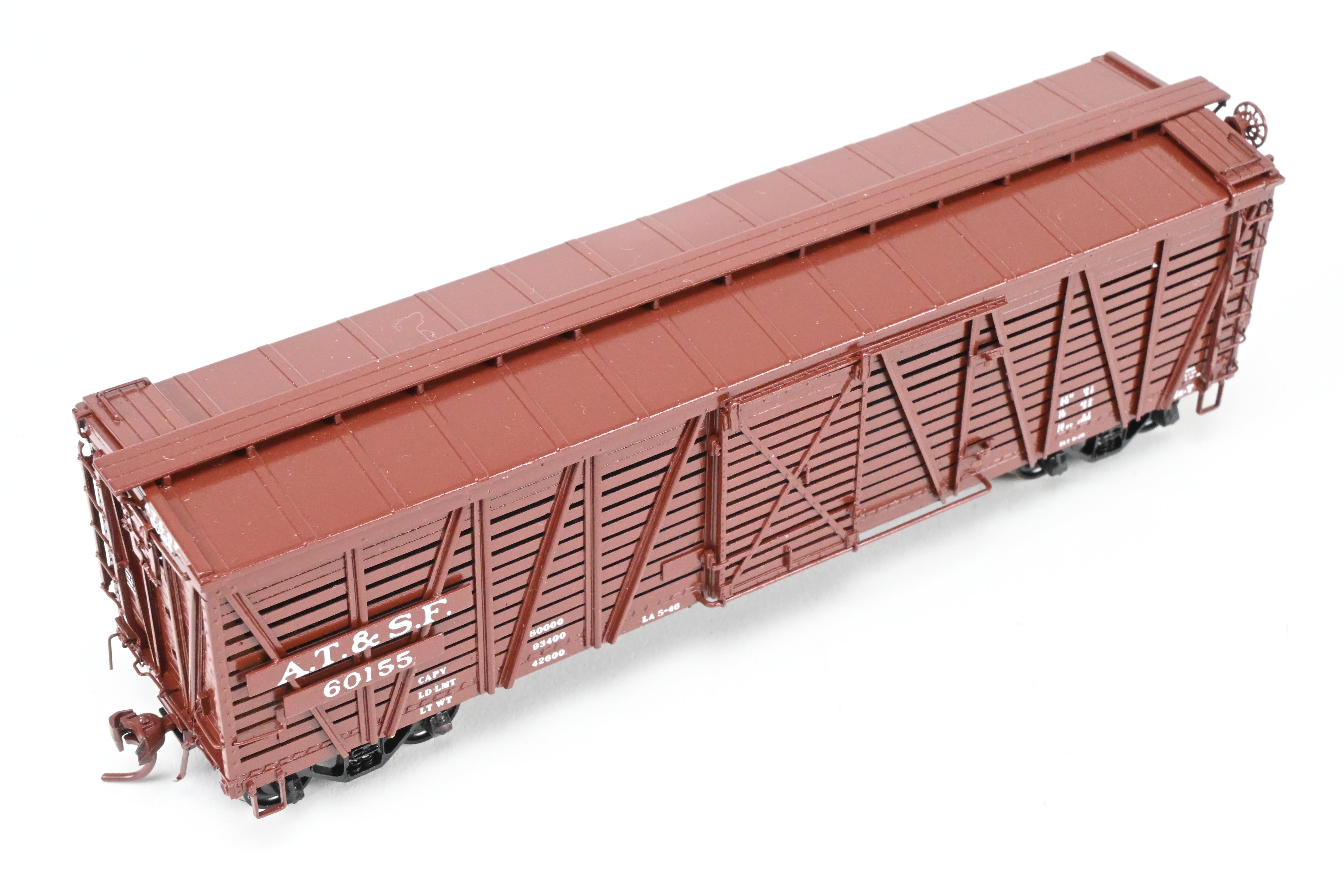 HO Scale Brass Santa Fe SK - T Stock Car C/P No. 60155 by Pecos River Brass