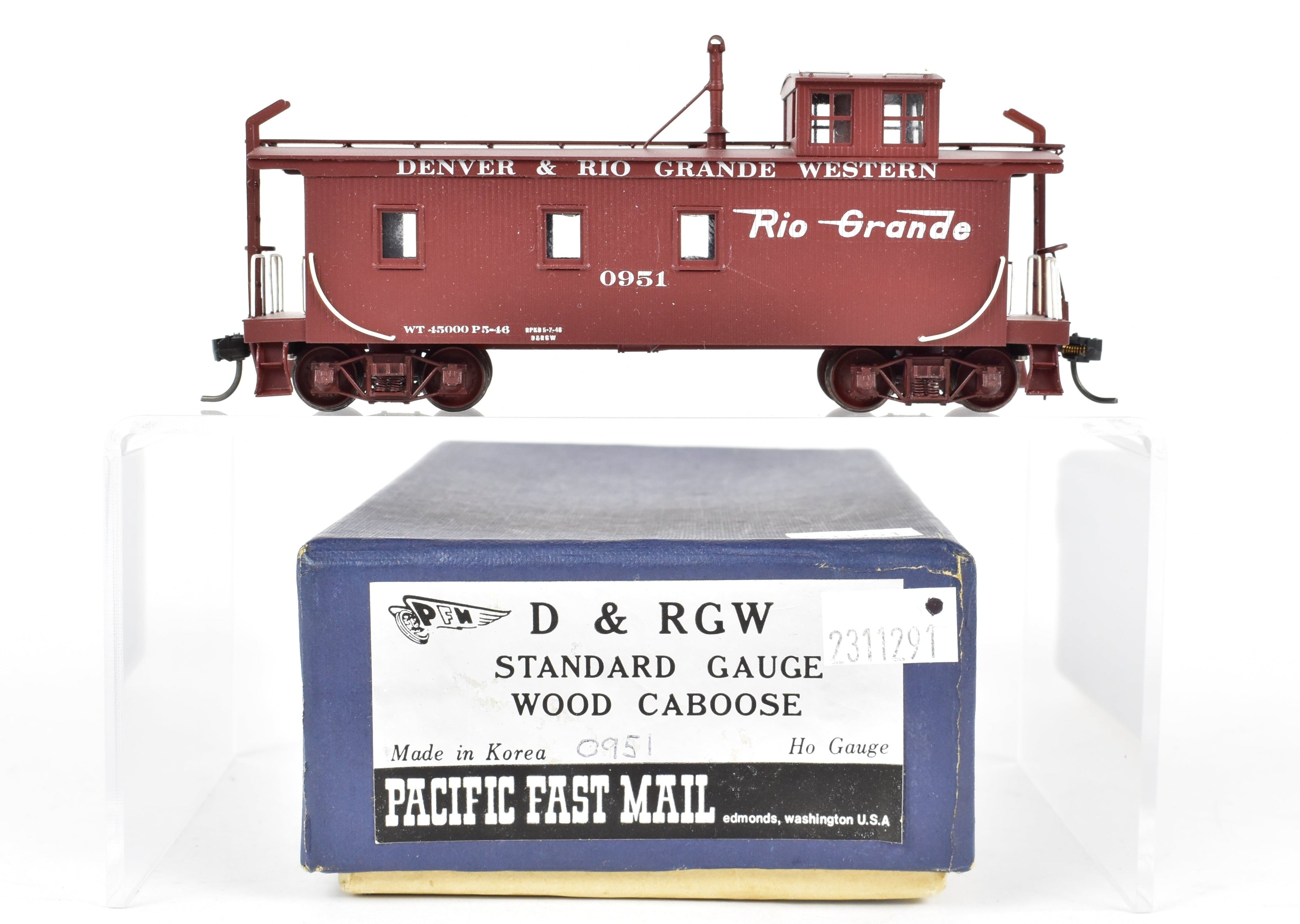 HO Scale Brass Pacific Fast Mail D&RGW Wood Caboose No. 0951 CP