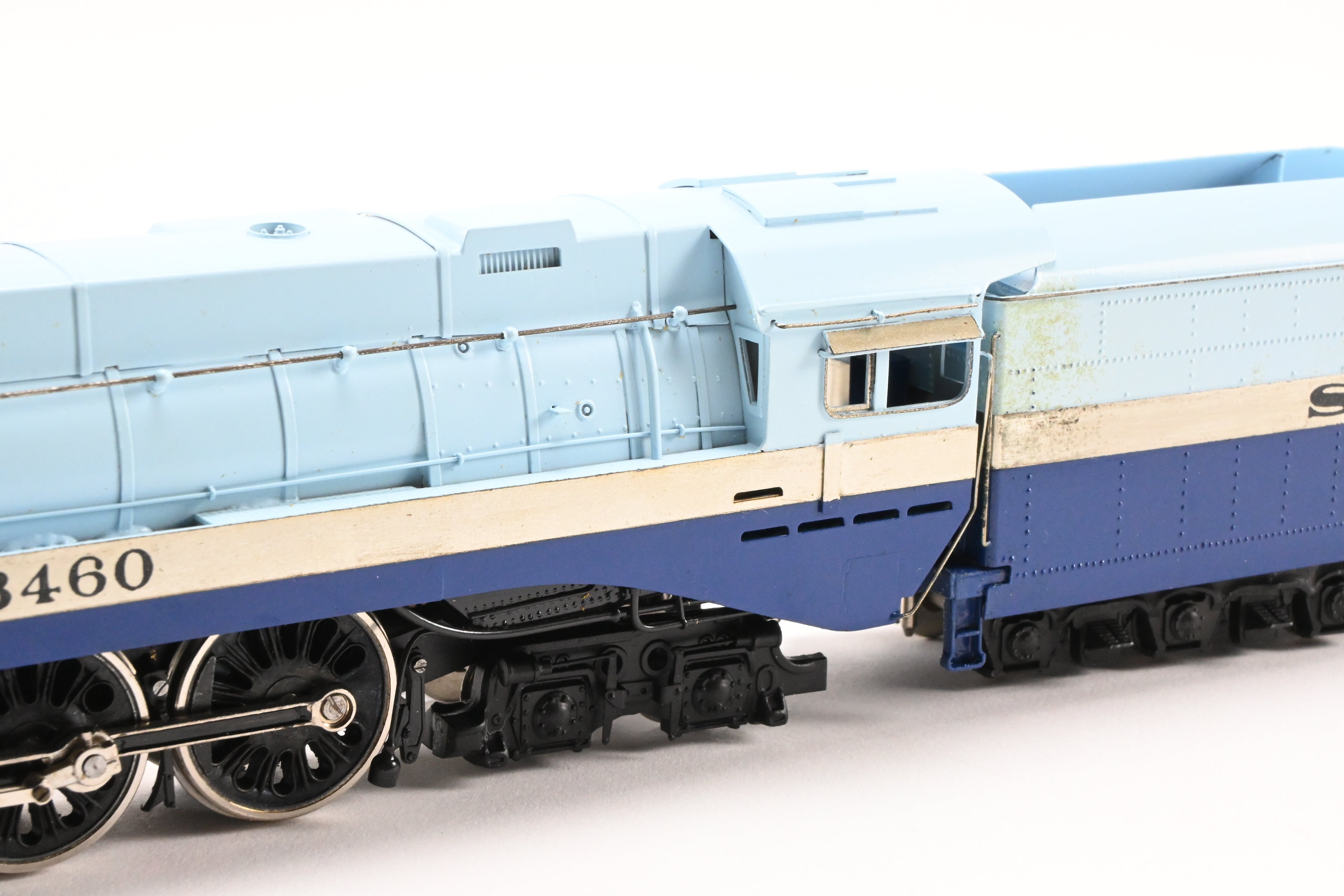 HO Scale Brass Model Train - Tenshodo ATSF Santa Fe 4-6-4 Steam Locomotive No. 3460 The Blue Goose Hudson - 1971 Run with Minor Foam Damage