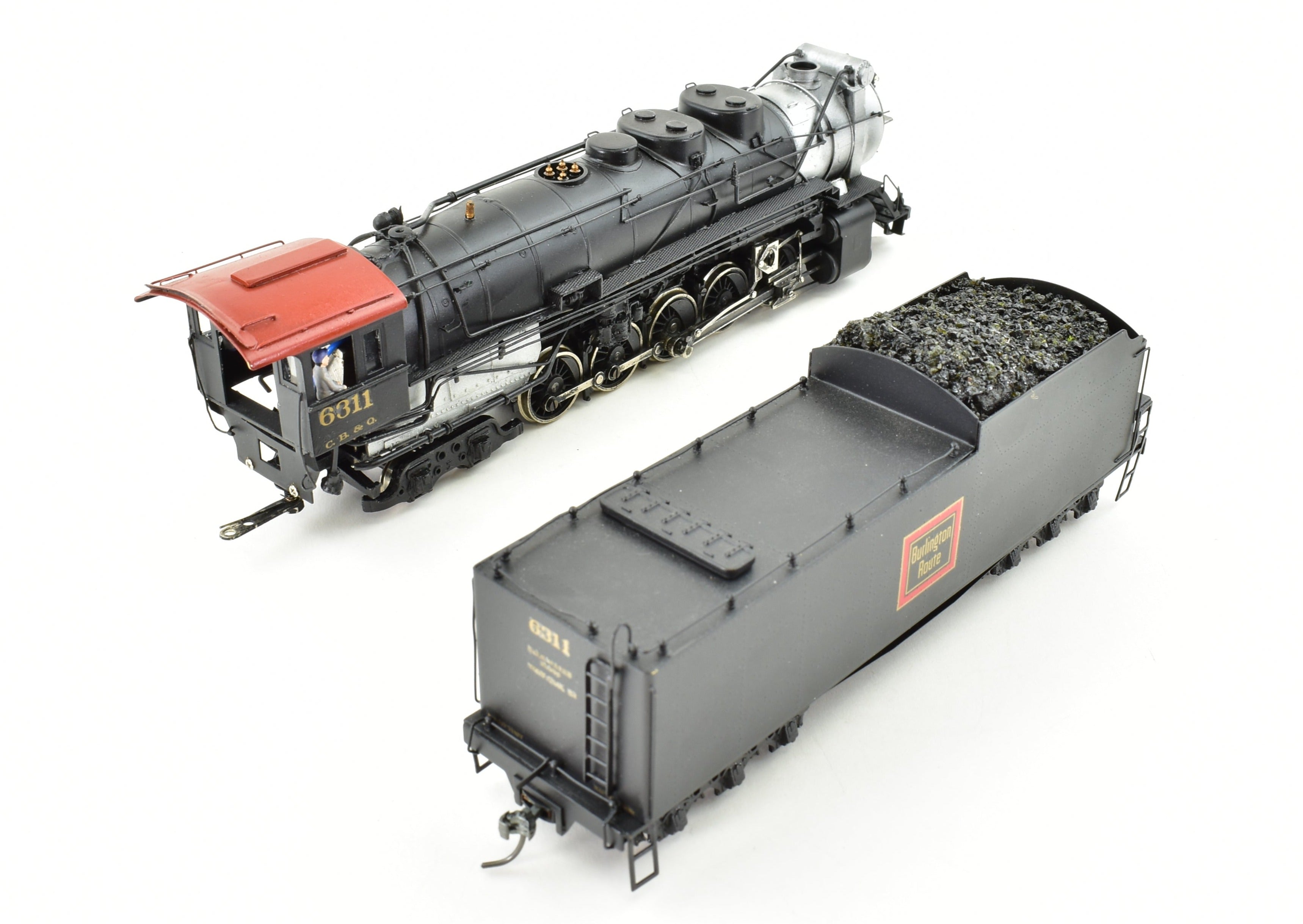 HO Scale Brass Nickel - Plated NPP CB&Q Burlington Route 2 - 10 - 4 Class M - 4 Custom Painted Locomotive