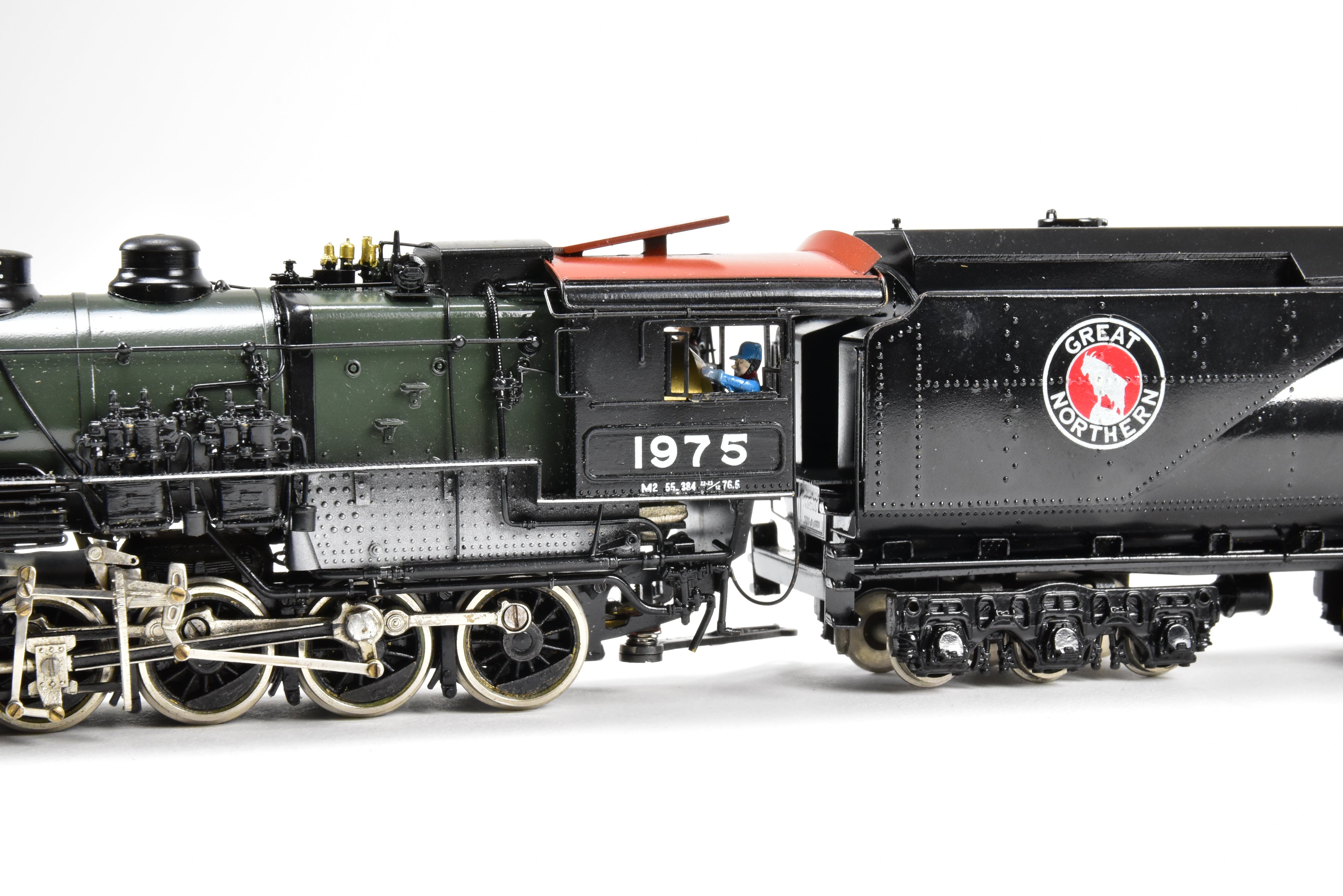 HO Scale Brass PFM - Tenshodo GN - Great Northern 2-6-8-0 Class M-2 Model Locomotive 1964 Run with Can Motor Upgrade and Professional Paint Job No. 1975