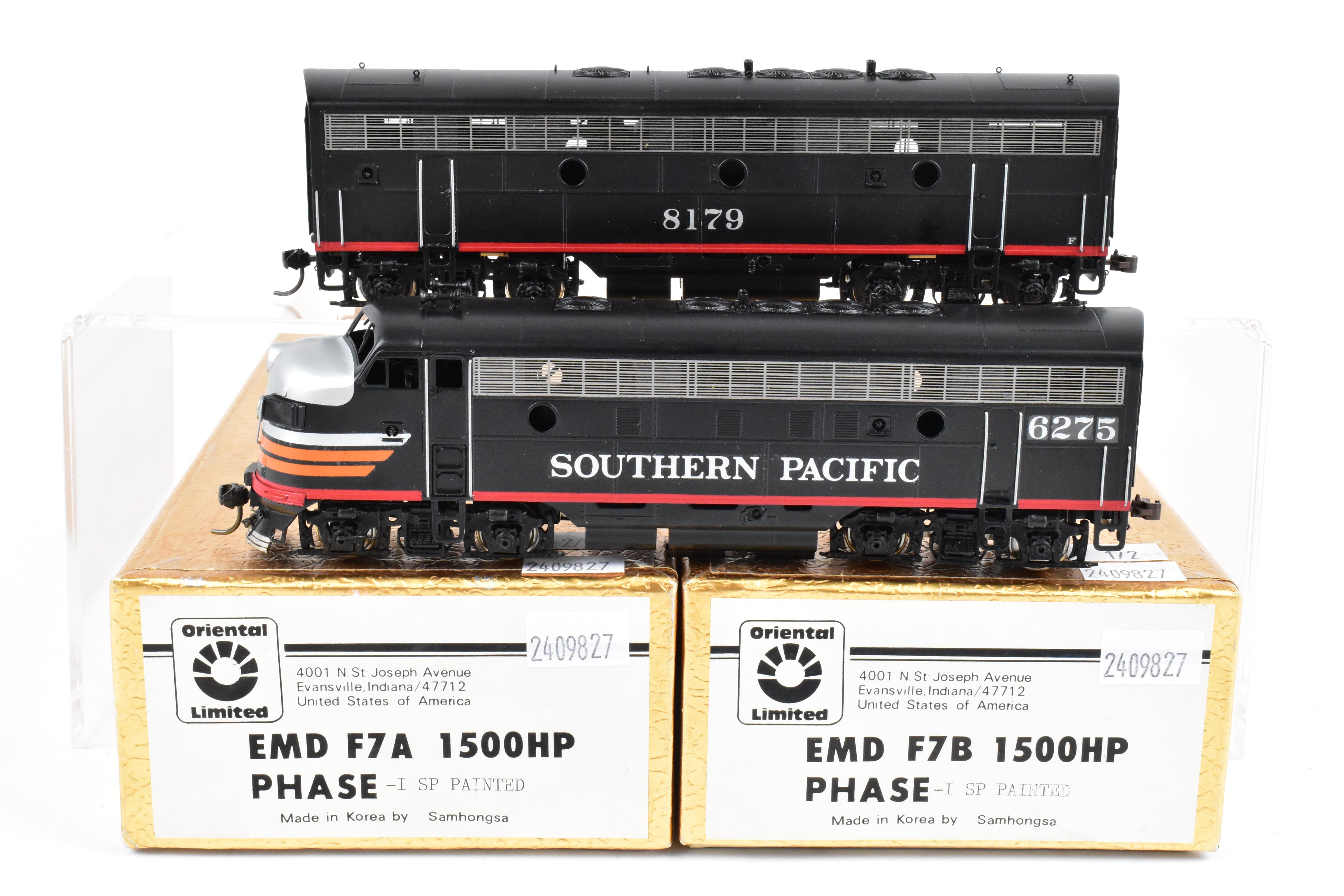 HO Scale Brass Southern Pacific EMD F7 A/B 1500 HP Phase I Set from Oriental Limited with Factory Painting