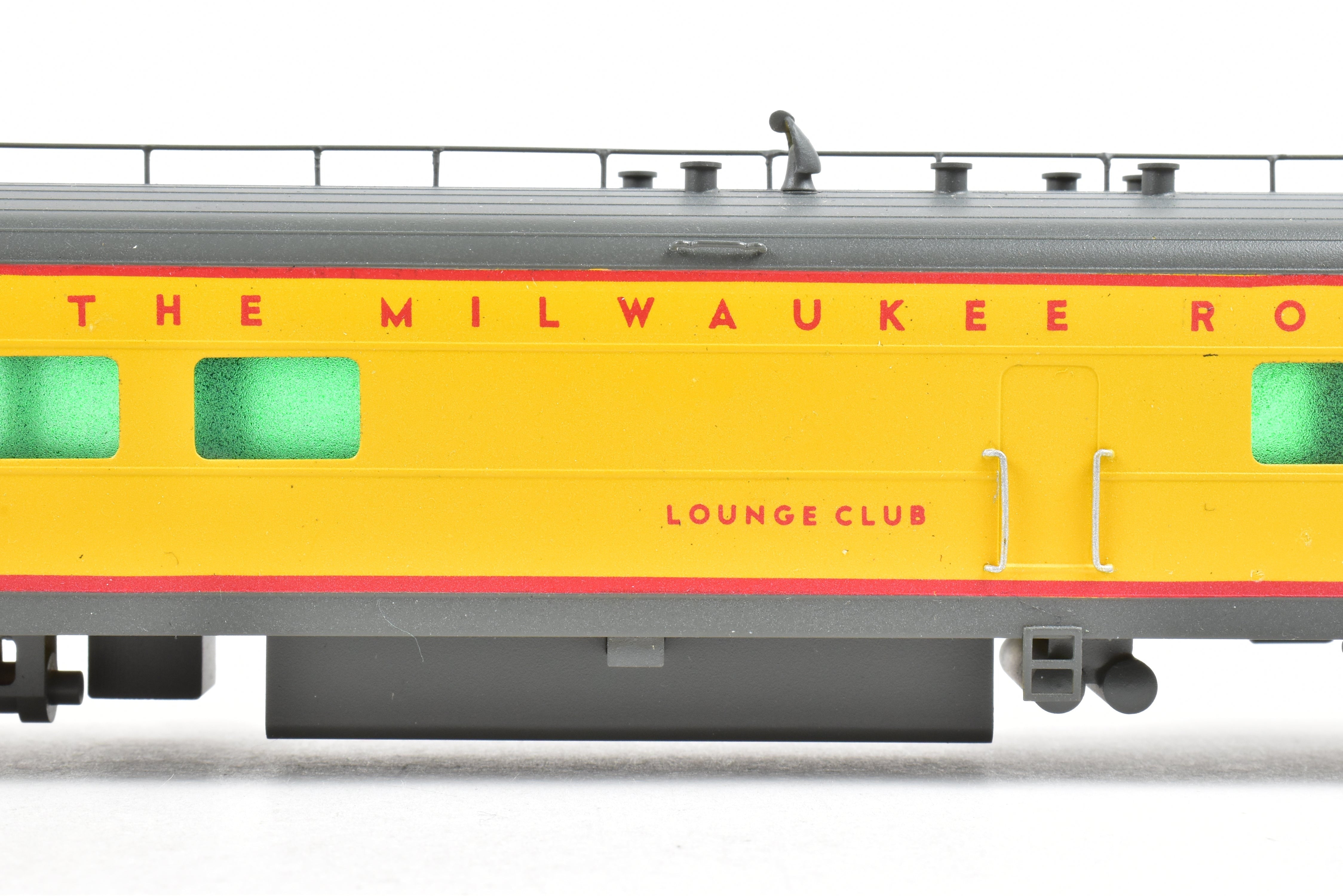 HO Scale Brass Soho Milwaukee Road #162 Tap - Lounge Model, Custom Painted in Union Pacific (UP) Streamliner Colors, Representing 1955 Milwaukee Passenger Style