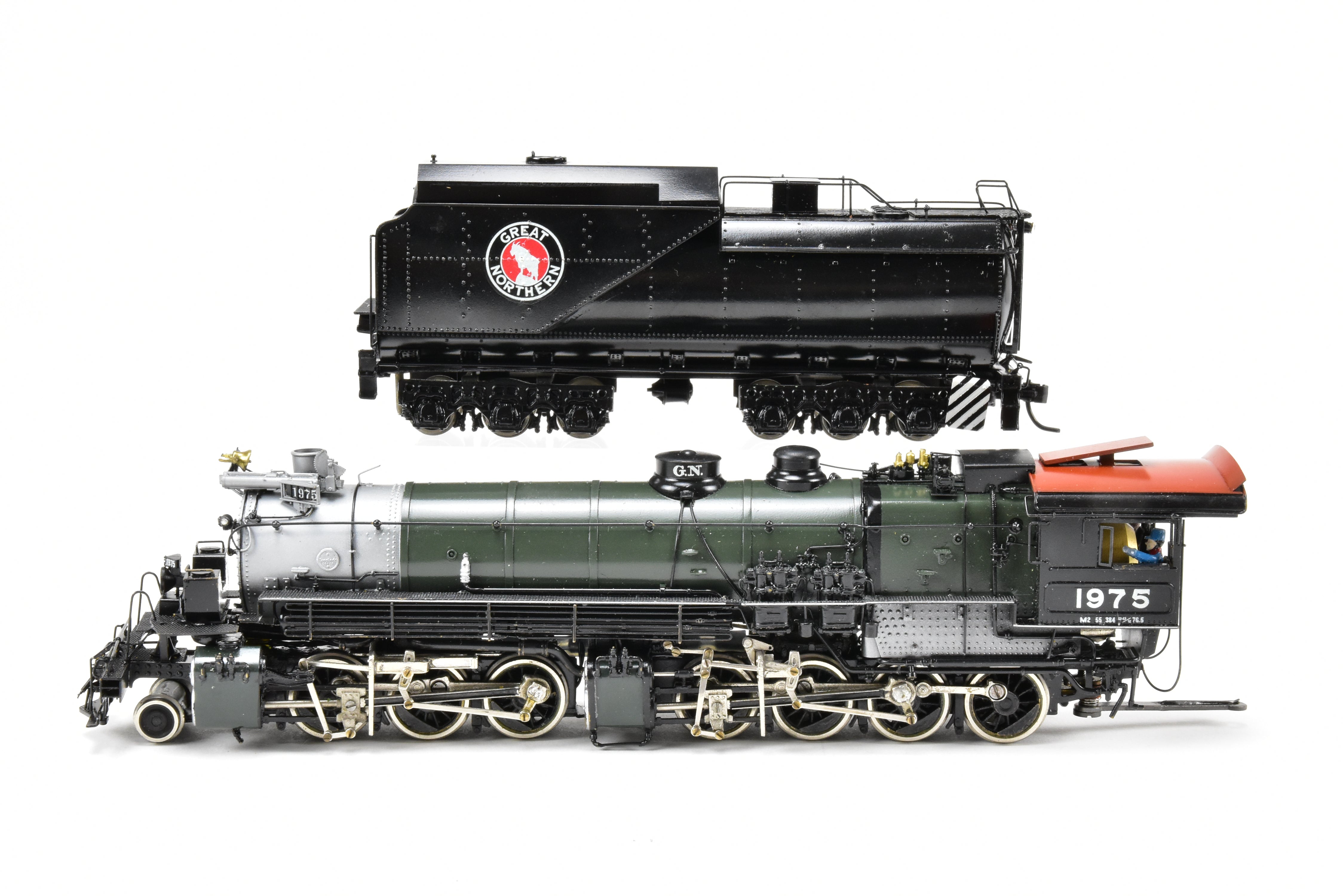 HO Scale Brass PFM - Tenshodo GN - Great Northern 2-6-8-0 Class M-2 Model Locomotive 1964 Run with Can Motor Upgrade and Professional Paint Job No. 1975