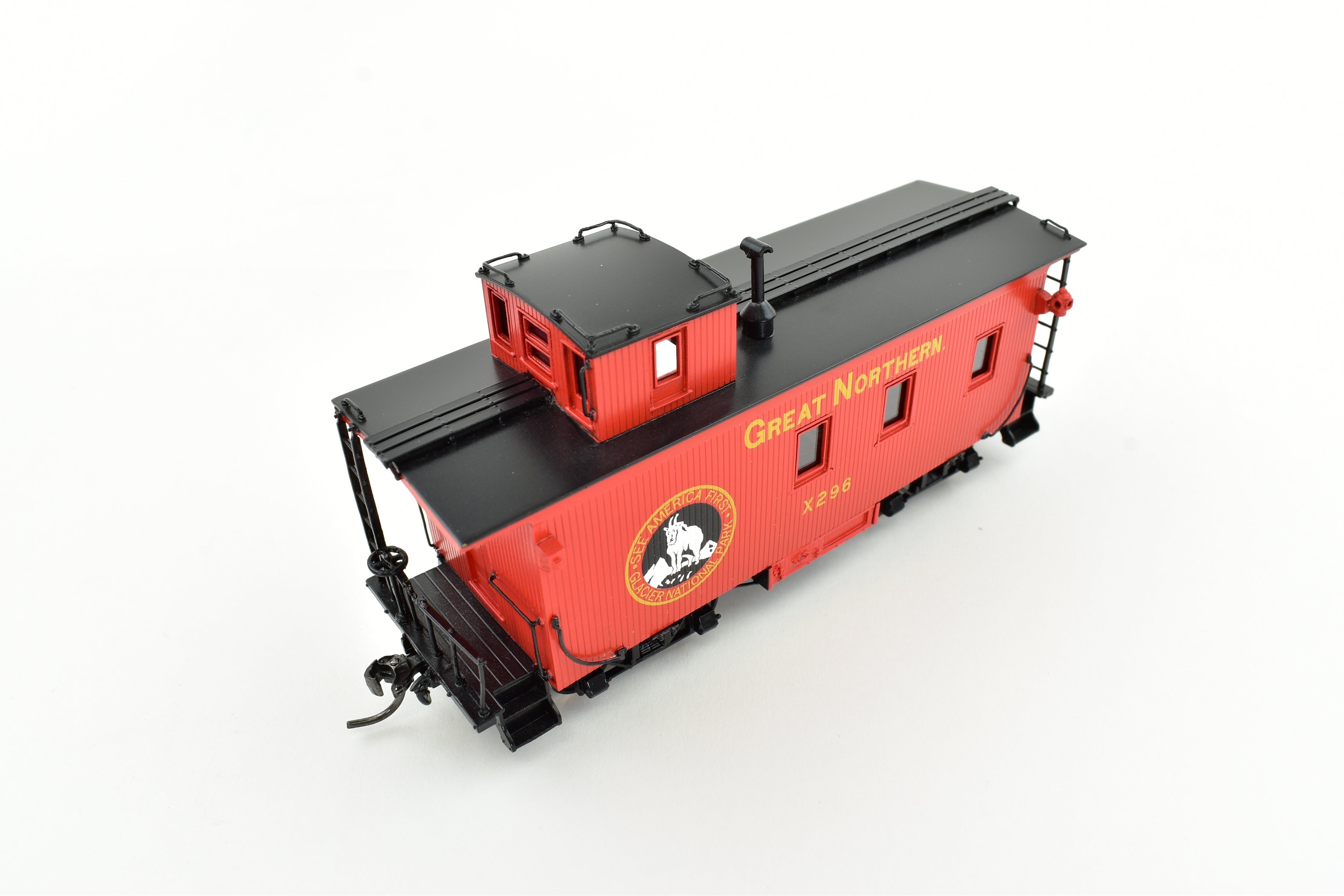 HO Scale Brass Model Train NBL - North Bank Line GN - Great Northern 25 - Foot Truss Rod Caboose FP Number X296