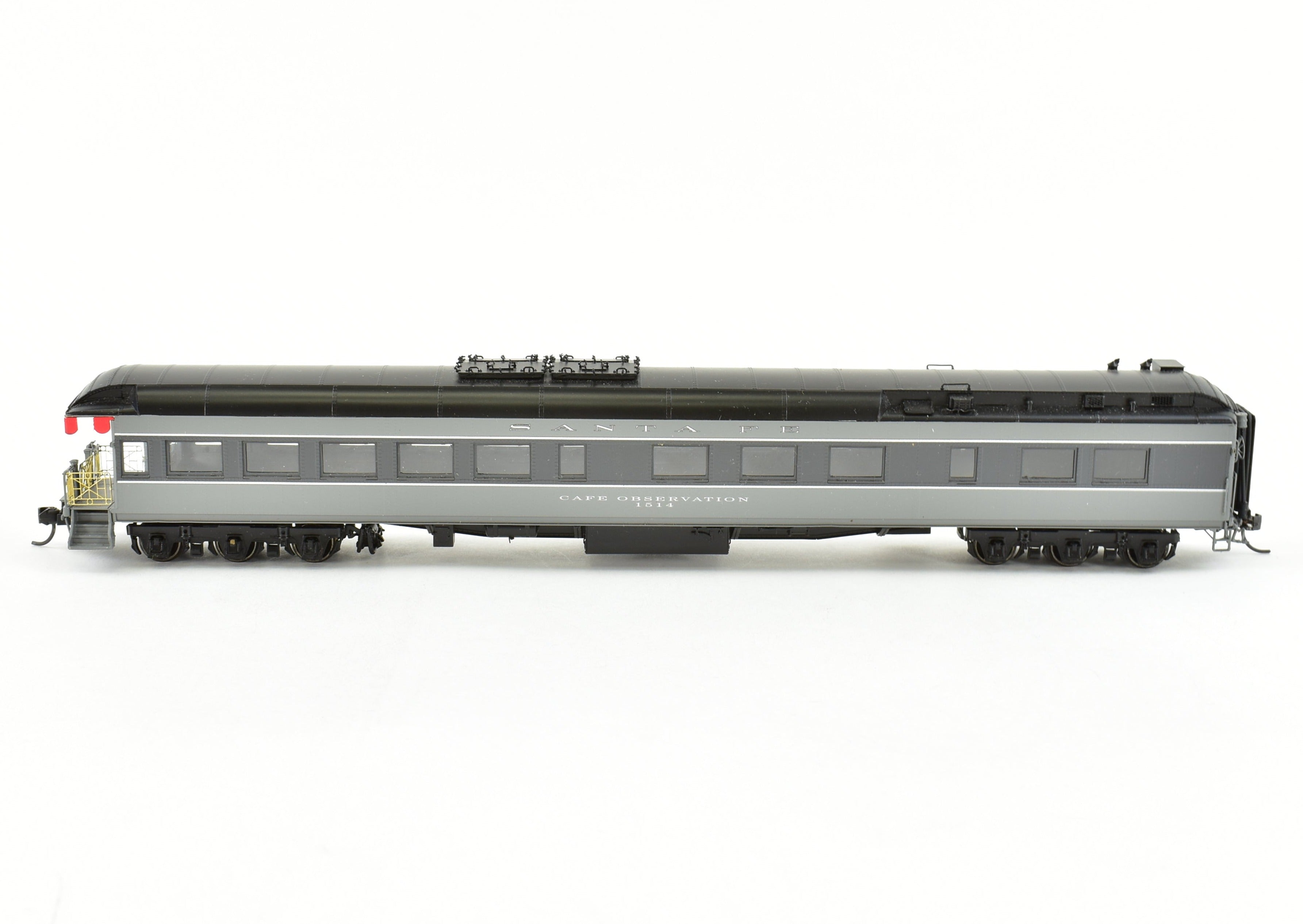 HO Scale Brass Model of Pecos River Brass ATSF - Santa Fe 80 - Foot Cafe Observation Car #1514 in Two - Tone Grey Finish for Model Train Enthusiasts