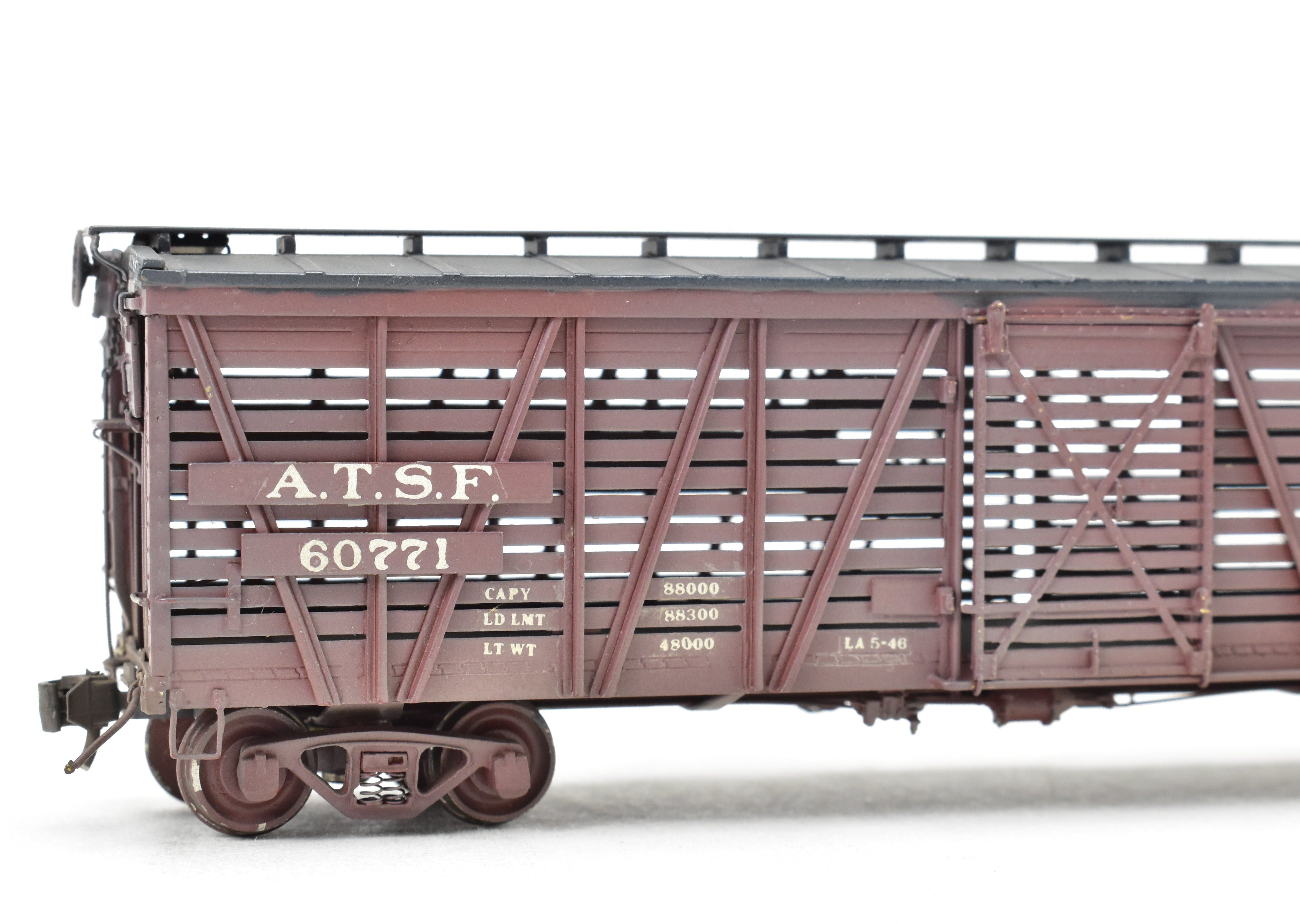 High - Quality HO Scale Brass Pecos River Brass ATSF - Santa Fe SK - U Stock Car Model with Custom - Painted and Weathered Reboxx Packaging