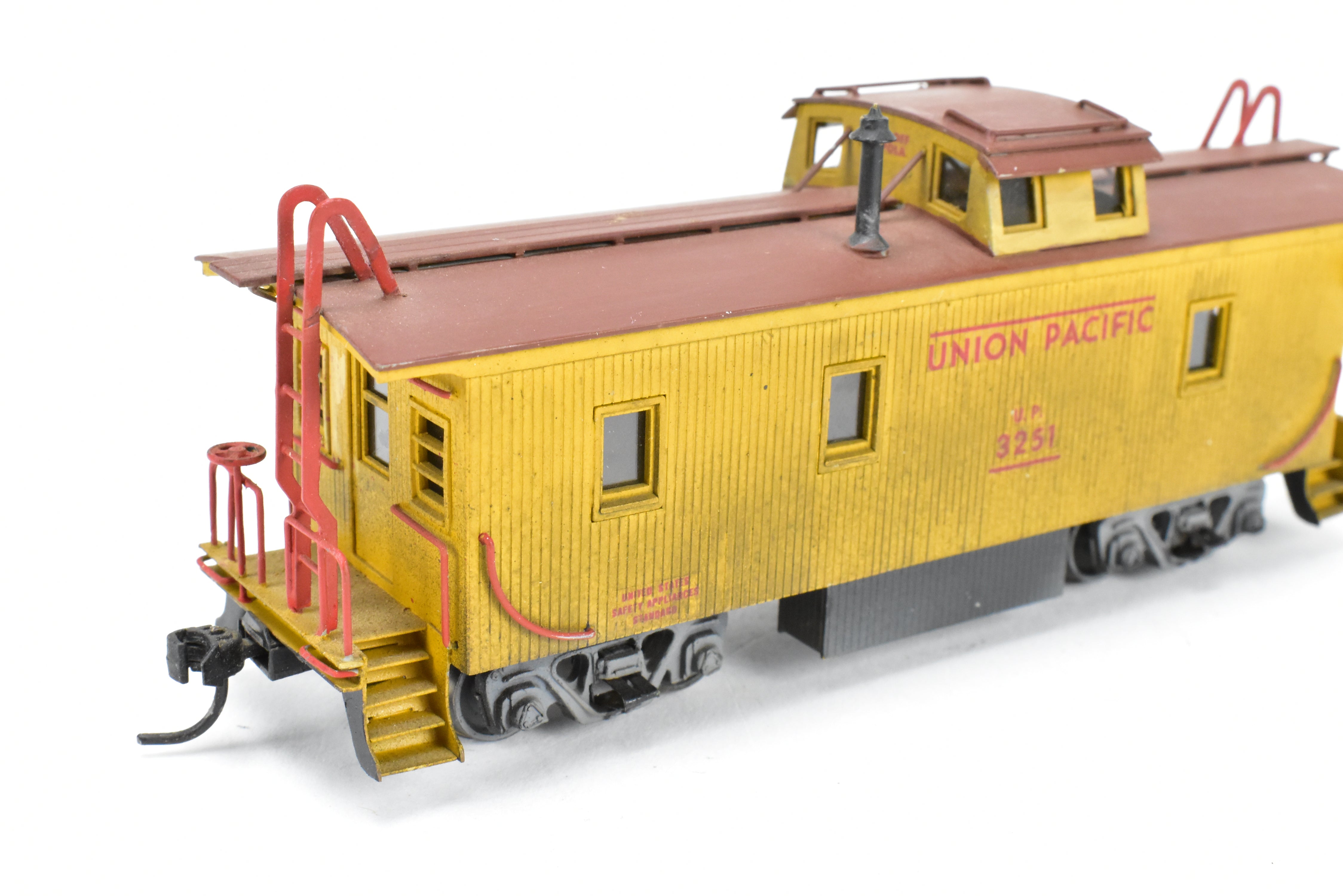 HO Scale Brass Lambert Union Pacific CA - 1 Caboose Model with Incorrect Trucks, Custom Painting and Weathered Appearance