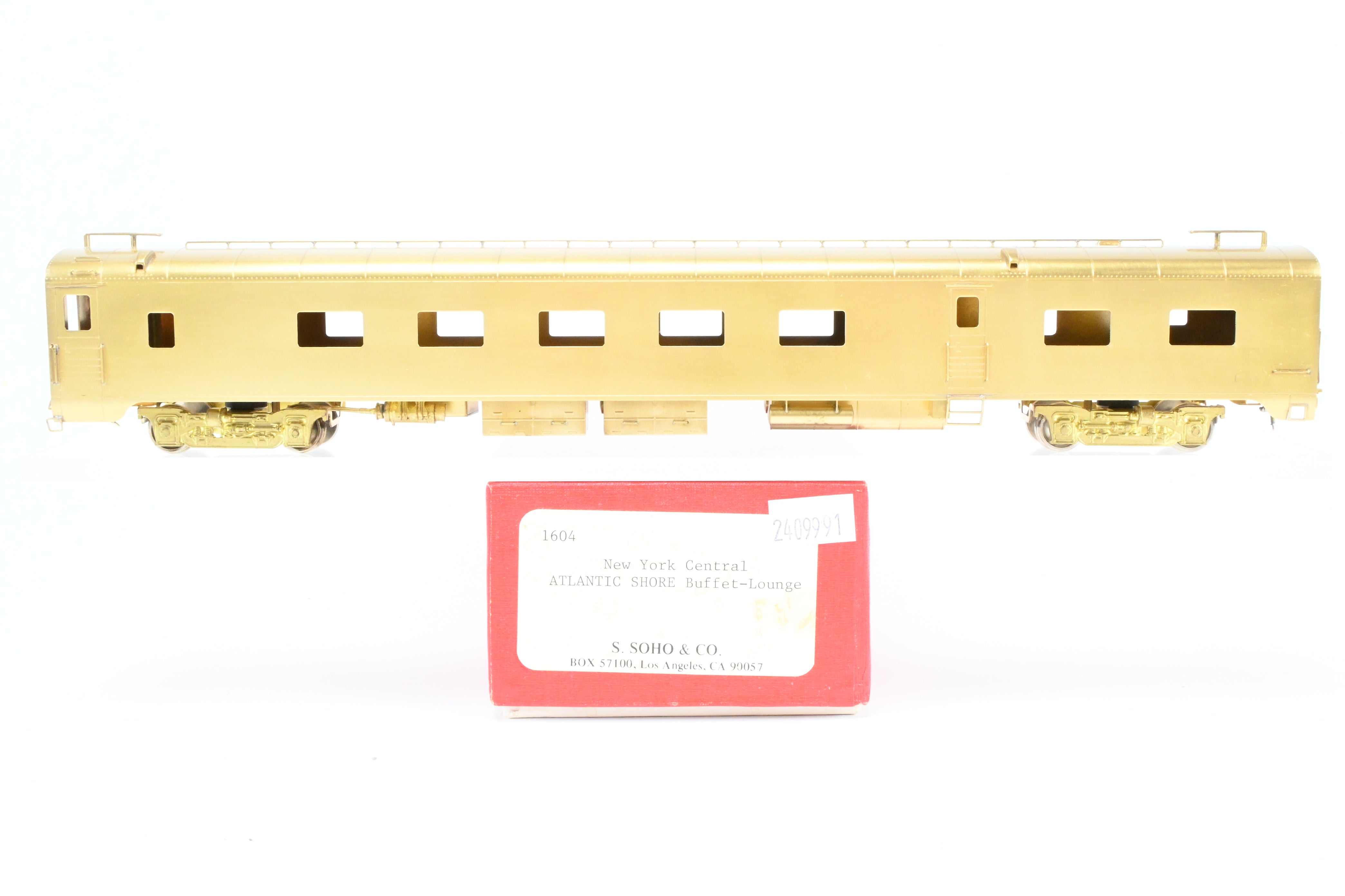 HO Scale Brass Model of Soho NYC - New York Central Atlantic Shore Buffet Lounge Car with Decals and Spare Parts