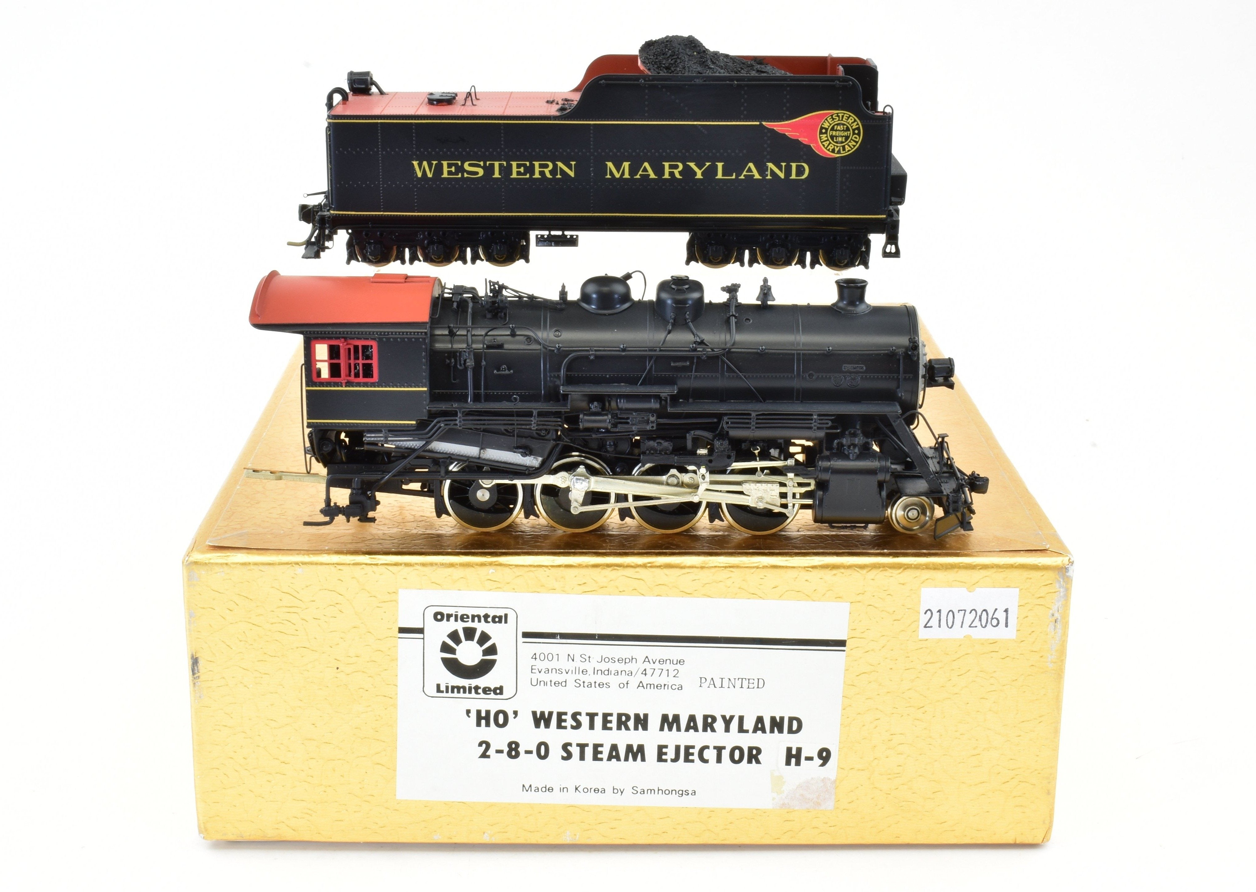 HO Scale Brass Oriental Limited Western Maryland H - 9 2 - 8 - 0 Steam Ejector Freight Locomotive Model