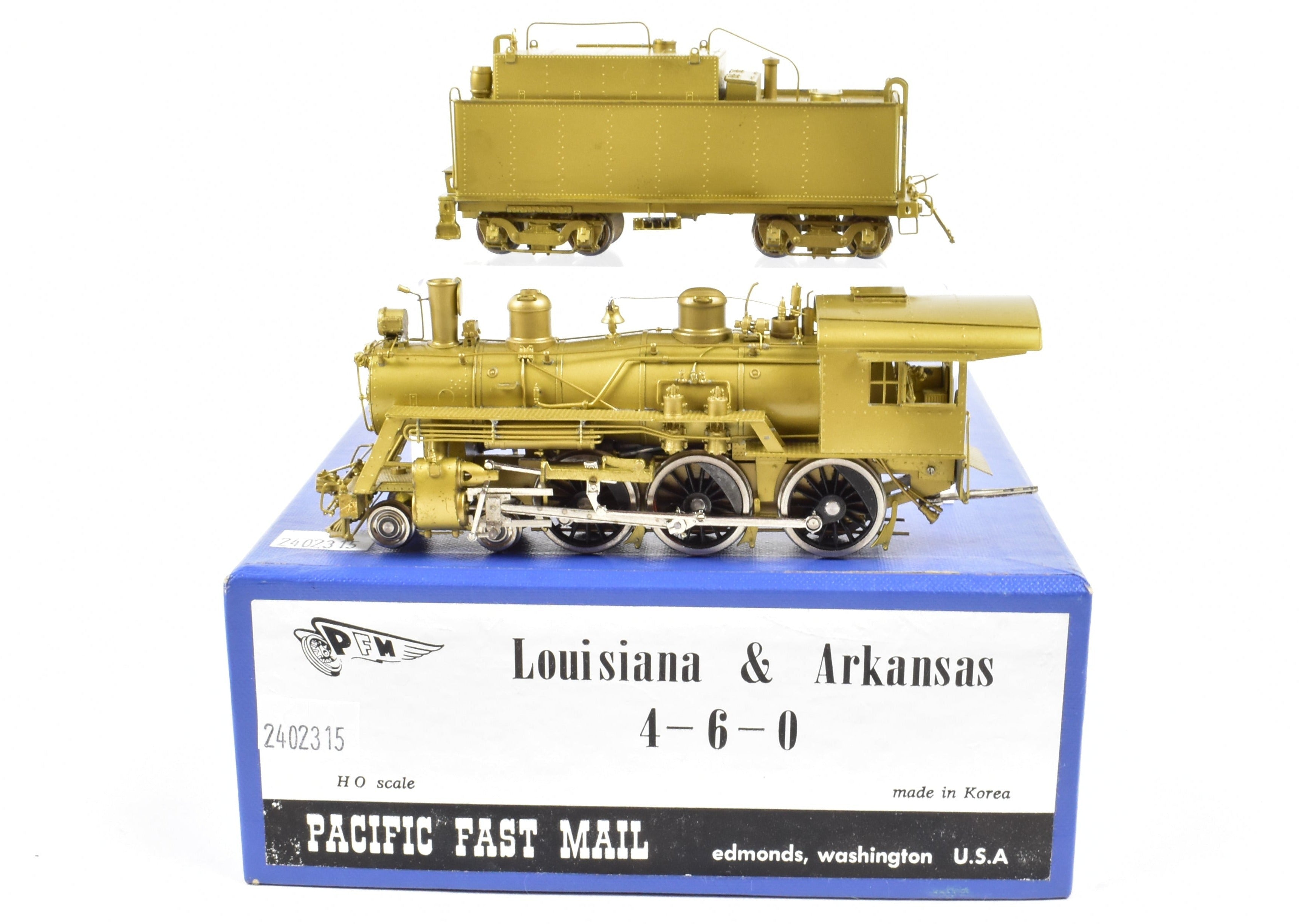 High - Quality HO Scale Brass Pacific Fast Mail Model (PFM) by Samhongsa - Louisiana & Arkansas 4 - 6 - 0 Ten Wheeler Steam Locomotive