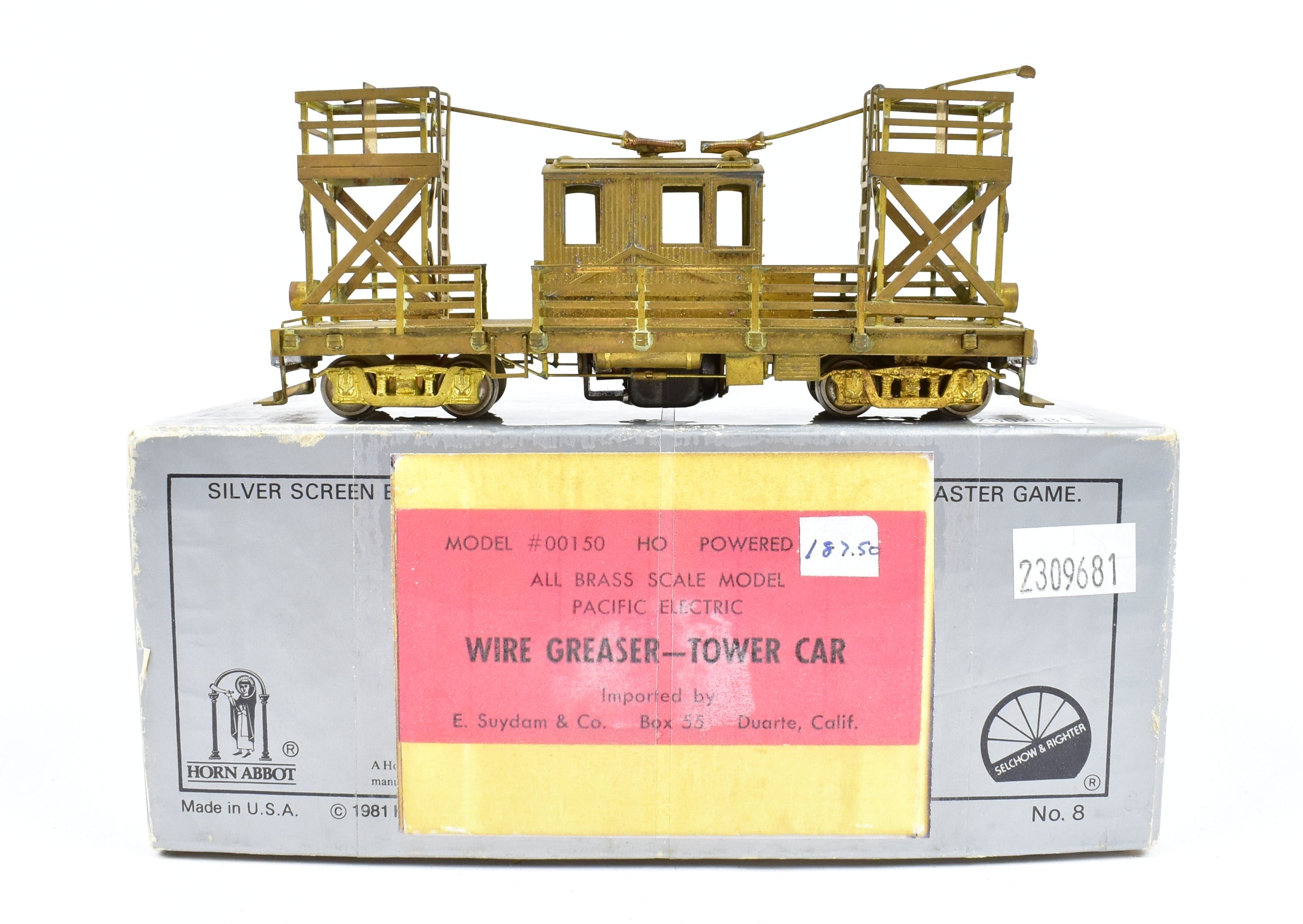 HO Scale Brass Suydam Pacific Electric Interurban Wood Wire Greaser - Tower Car Model (No Box, As - Is Condition)