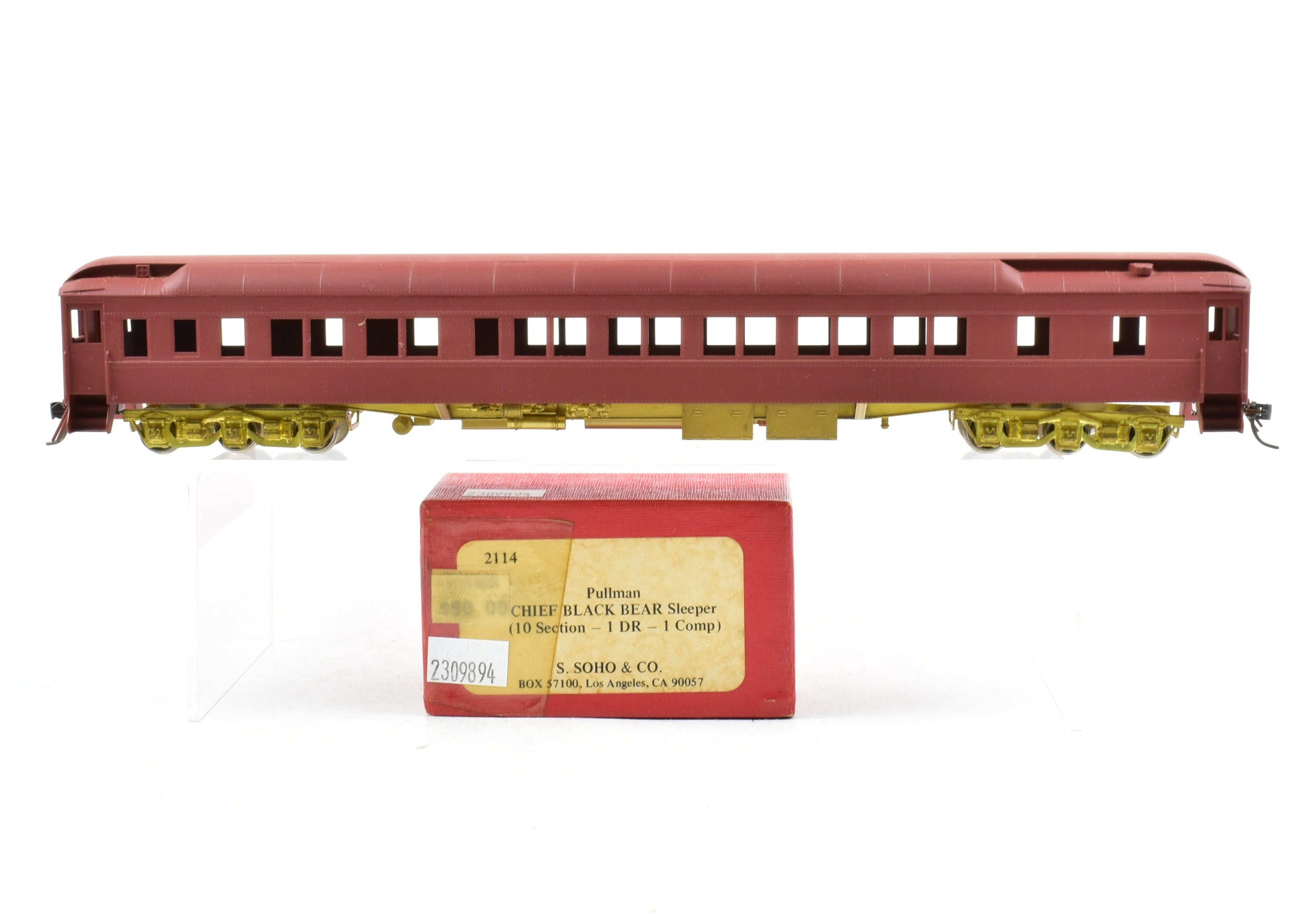 HO Scale Brass Soho 10 - Section HW Sleeper Chief Black Bear Model
