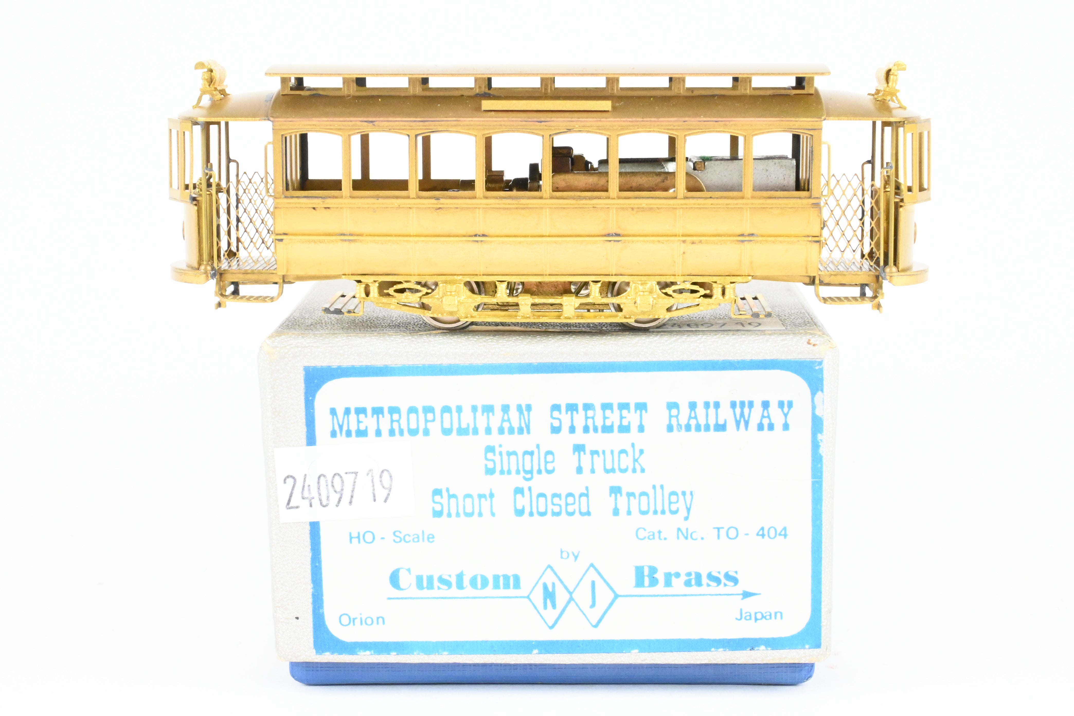 HO Scale Custom Brass Metropolitan Street Railway Single Truck Short Closed Trolley