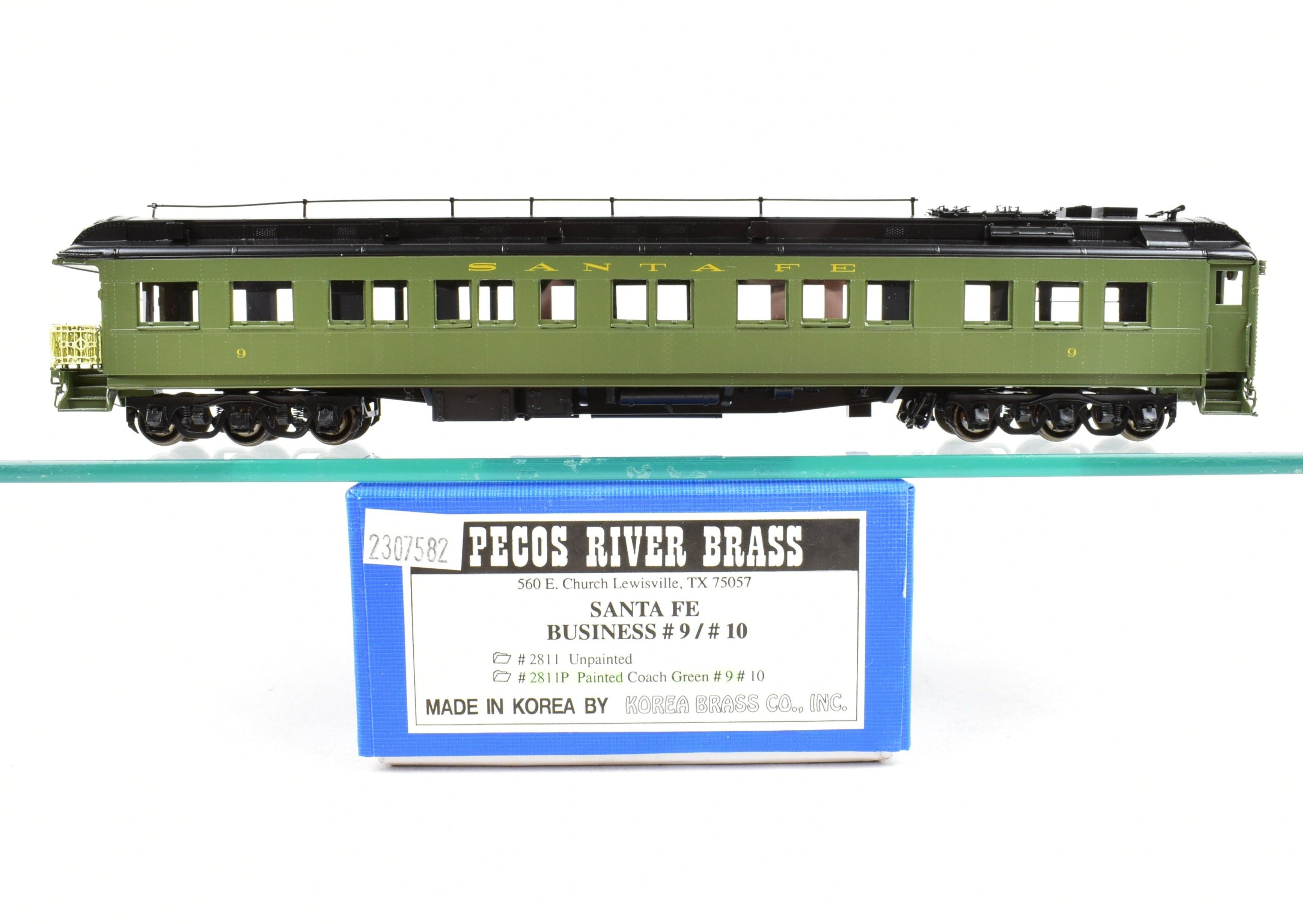 HO Scale Factory - Painted Brass ATSF - Santa Fe Heavyweight Business Car #9 by Pecos River