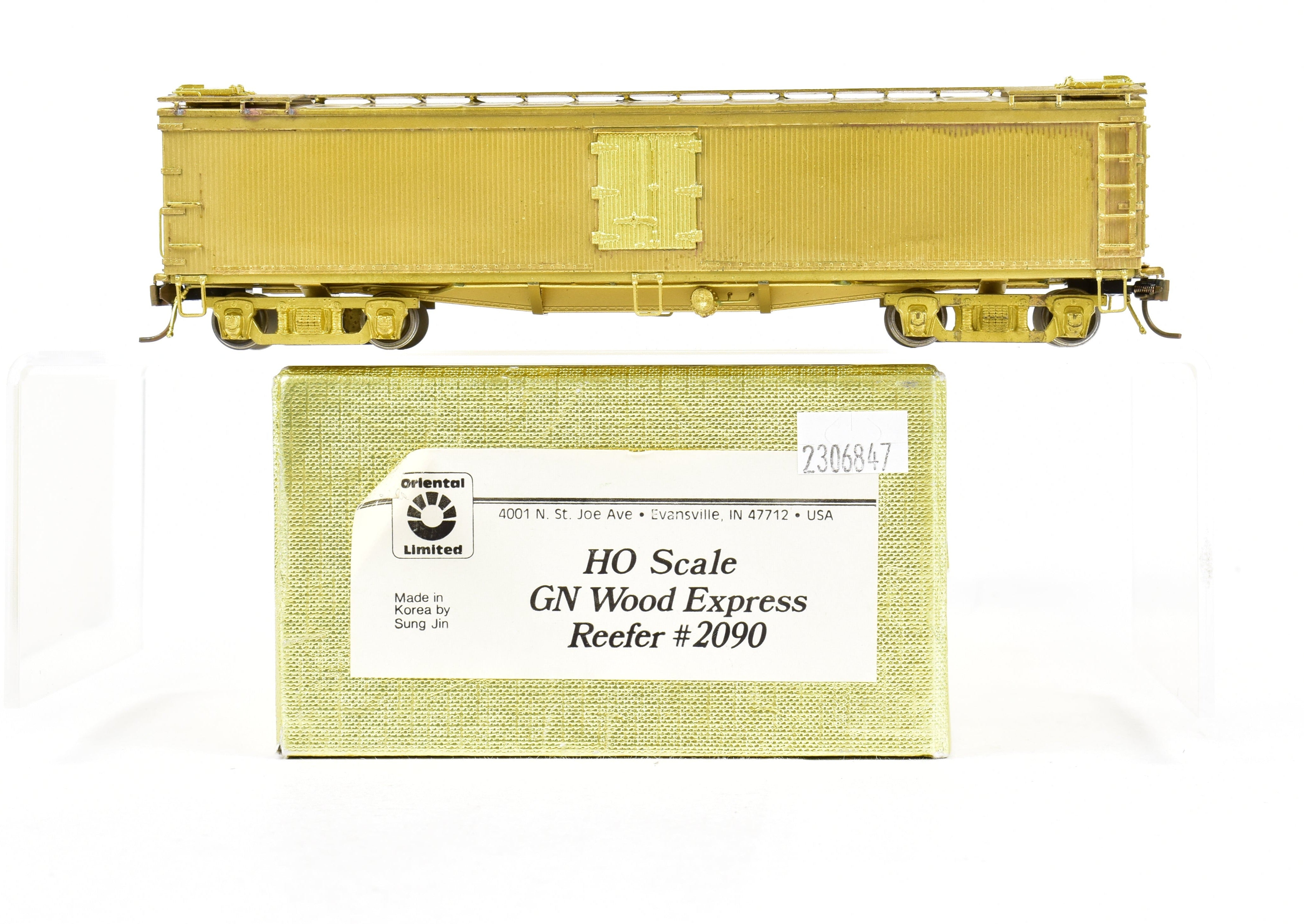 HO Brass Oriental Limited Great Northern Wood Express Refrigerated Car No. 2090