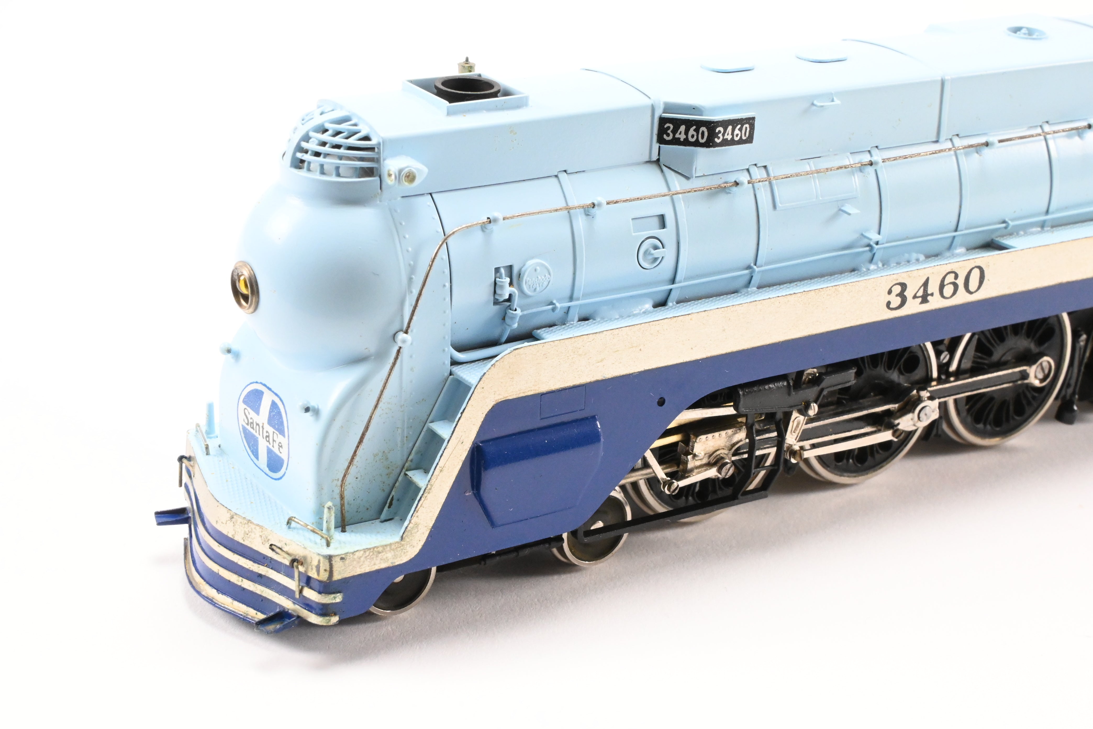 HO Scale Brass Model Train - Tenshodo ATSF Santa Fe 4-6-4 Steam Locomotive No. 3460 The Blue Goose Hudson - 1971 Run with Minor Foam Damage